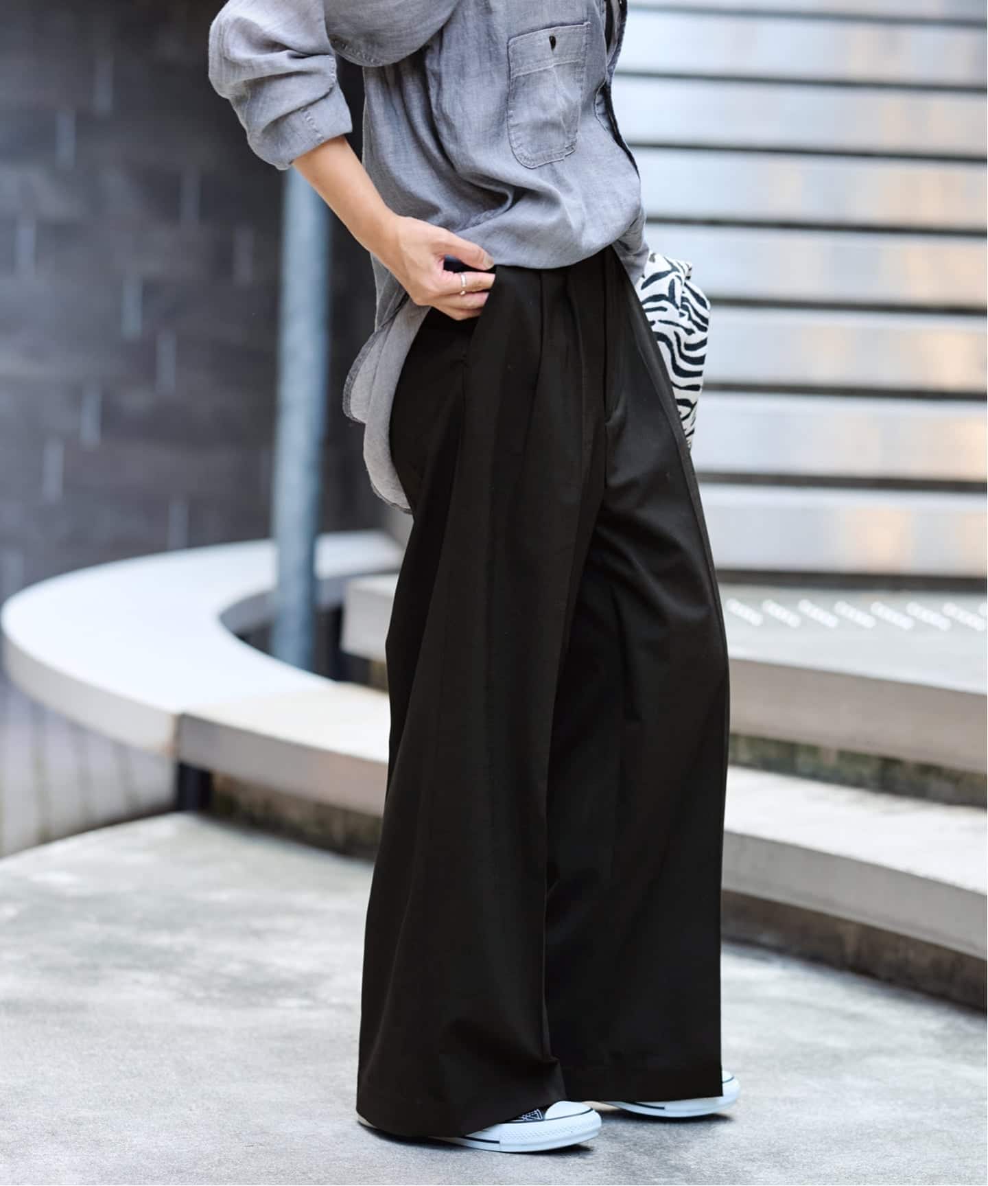 FRAMeWORK ウォッシャブルTWタックワイドパンツ 34 ≪WEB限定追加≫ウォッシャブルTWタックワイドパンツ