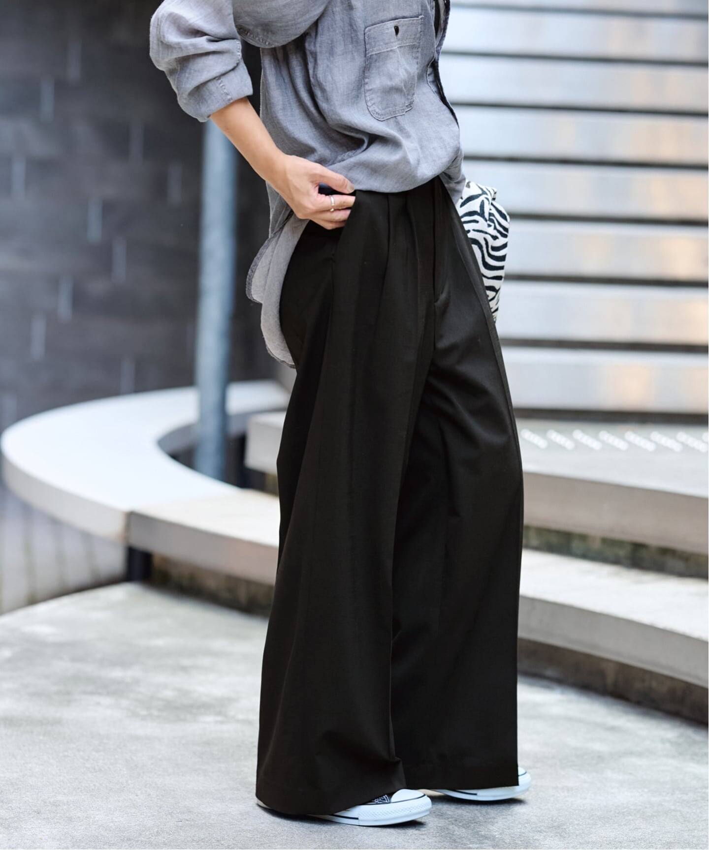 ≪WEB限定追加≫ウォッシャブルTWタックワイドパンツ（スラックス 