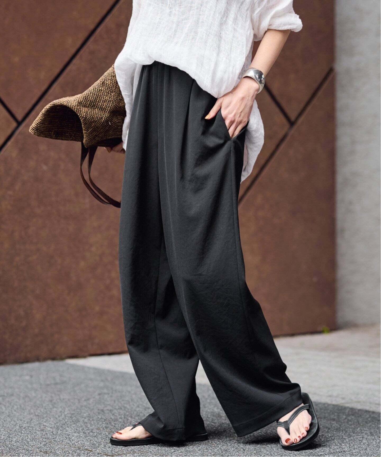 FRAMeWORK 手洗い可　ポリエステルツイルリラックスパンツ2 ≪追加≫ 手洗い可 / ポリエステルツイルリラックスパンツ