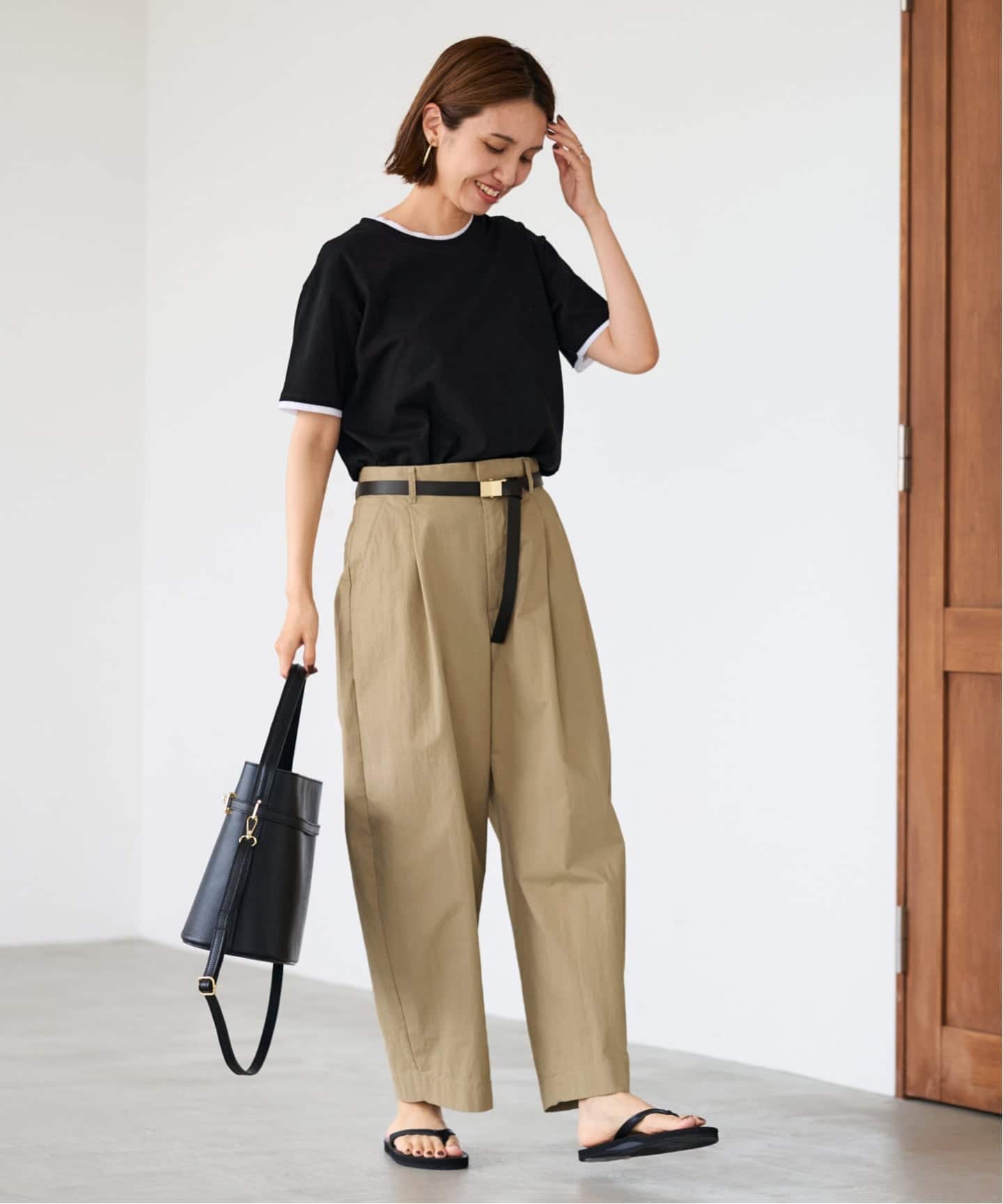 FＲAMeWORK コットンナイロンかクロップドパンツ FRAMeWORK スラックス パンツ コットンナイロンクロップドパンツ