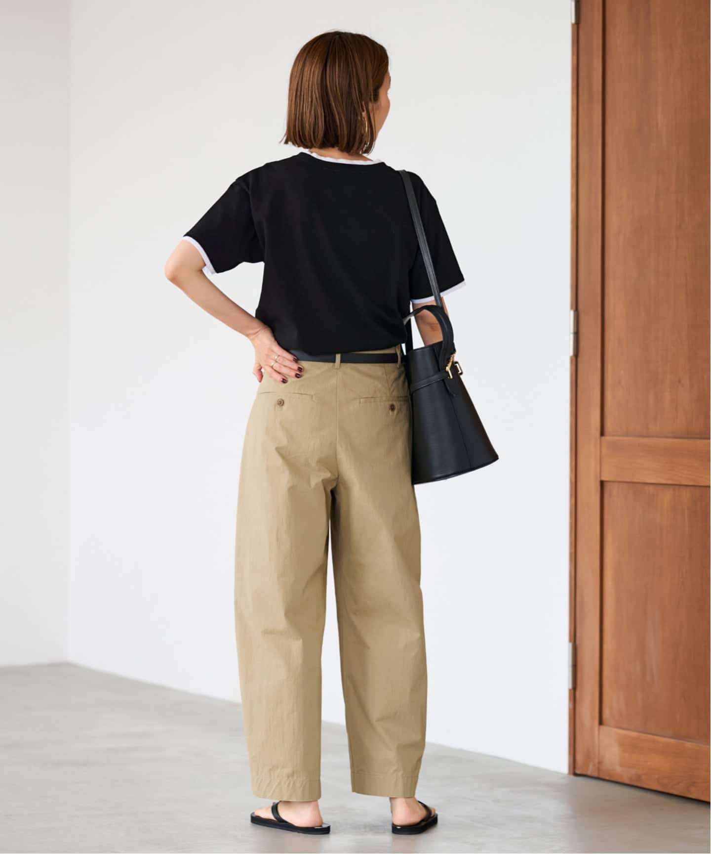 FＲAMeWORK コットンナイロンかクロップドパンツ FRAMeWORK スラックス パンツ コットンナイロンクロップドパンツ
