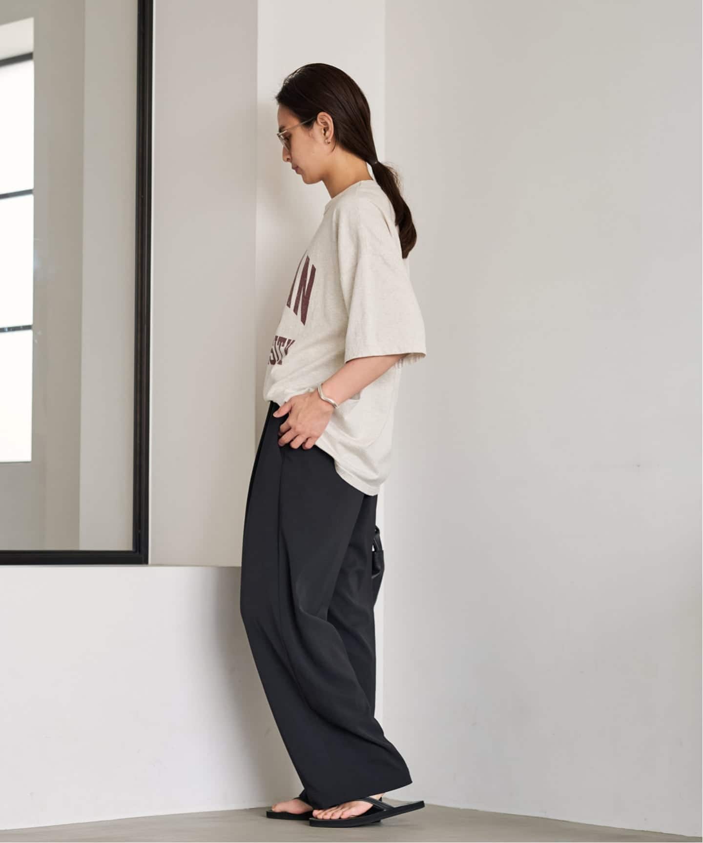 今季☆新品　FRAMeWORK ポリエステルツイルリラックスパンツ　40 ≪手洗い可能≫ポリエステルツイルリラックスパンツ（その他