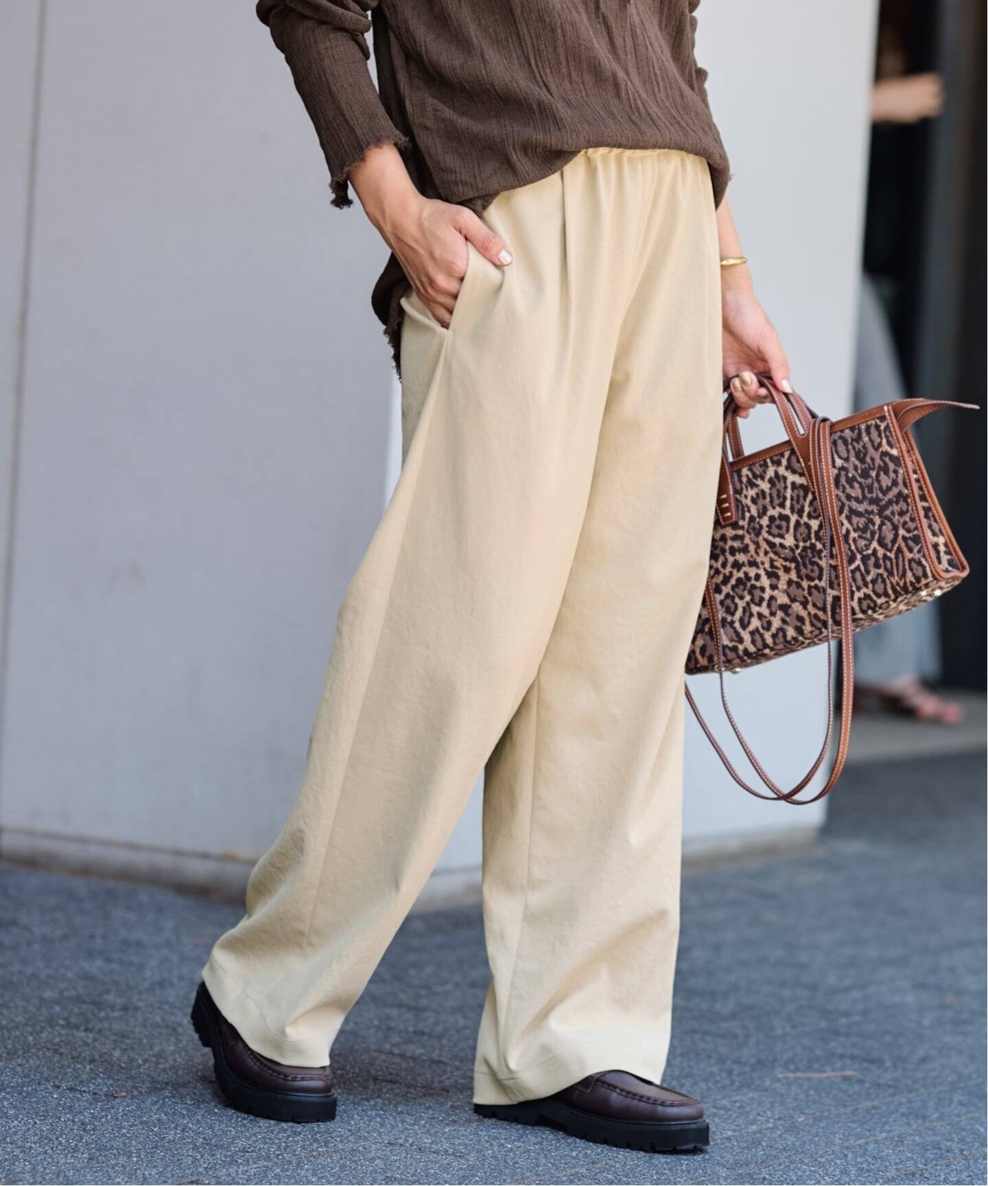 【FRAMeWORK 】手洗い可 / ポリエステルツイルリラックスパンツ 新品 ≪追加≫ 手洗い可 / ポリエステルツイルリラックスパンツ