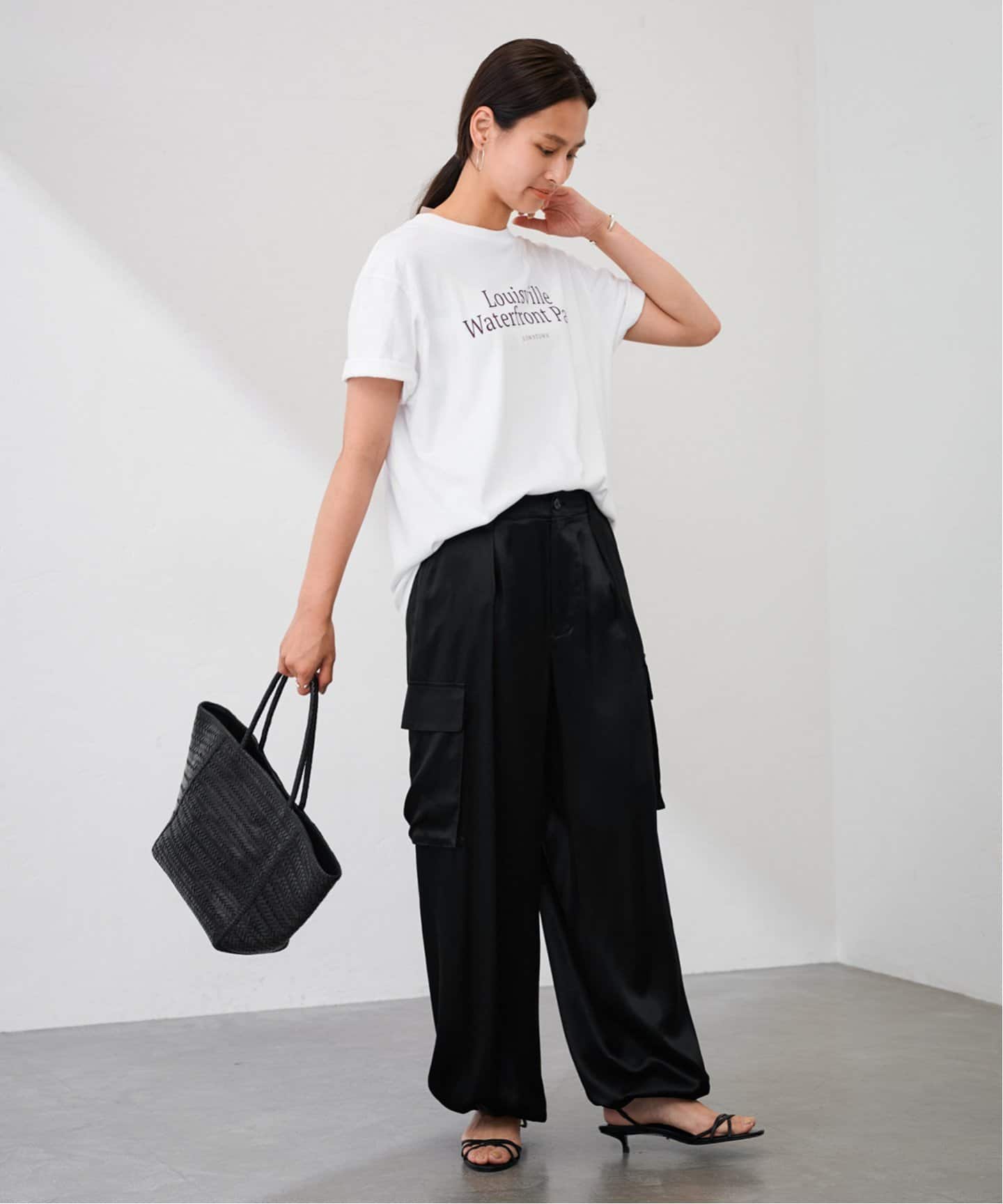 regleam リグリーム　サテンカーゴパンツ　ブラック サテンカーゴパンツ｜SATIN CARGO PANTSの通販｜regleam