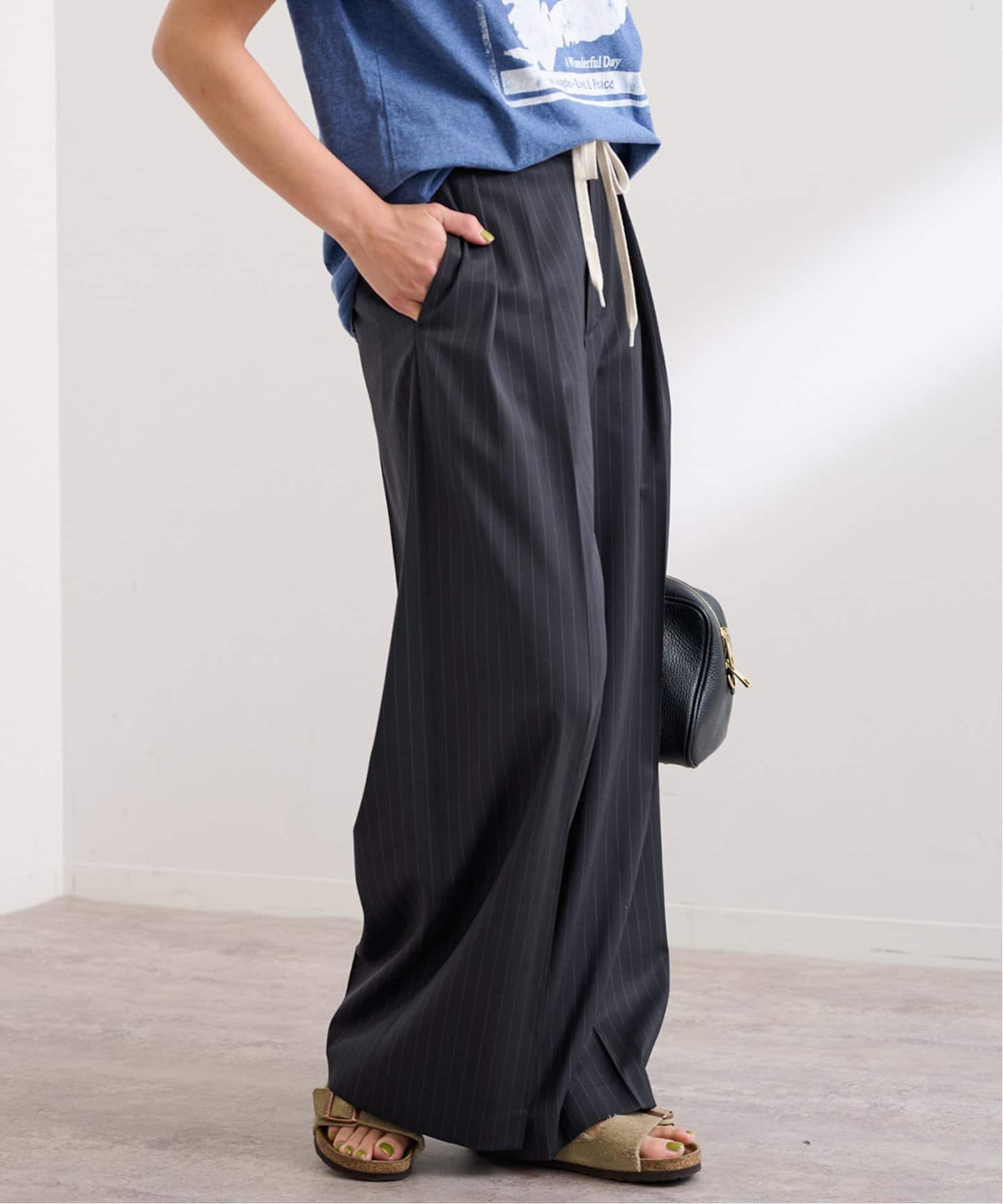 追加》TWストライプワイドパンツ2（スラックス）｜FRAMeWORK（フレーム