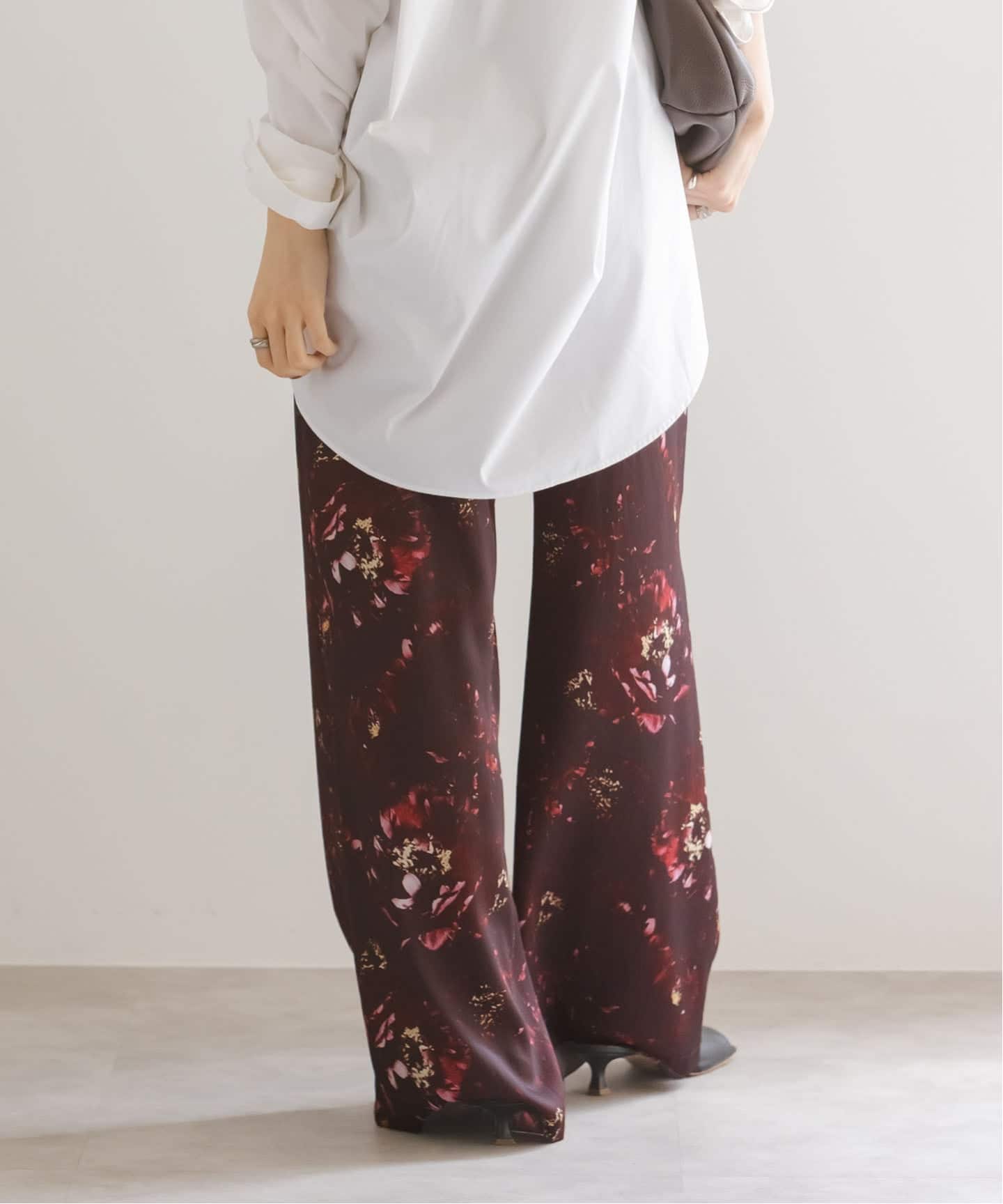 Noble プリントパンツ ノーブル NOBLE 【洗える】フォトフラワープリントパンツ