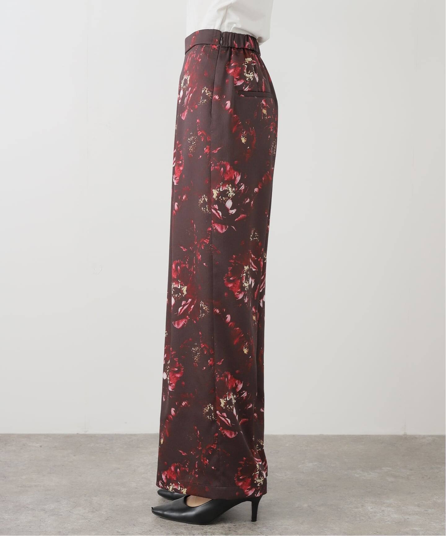 Noble プリントパンツ 洗える】フォトフラワープリントパンツ（スラックス）｜NOBLE