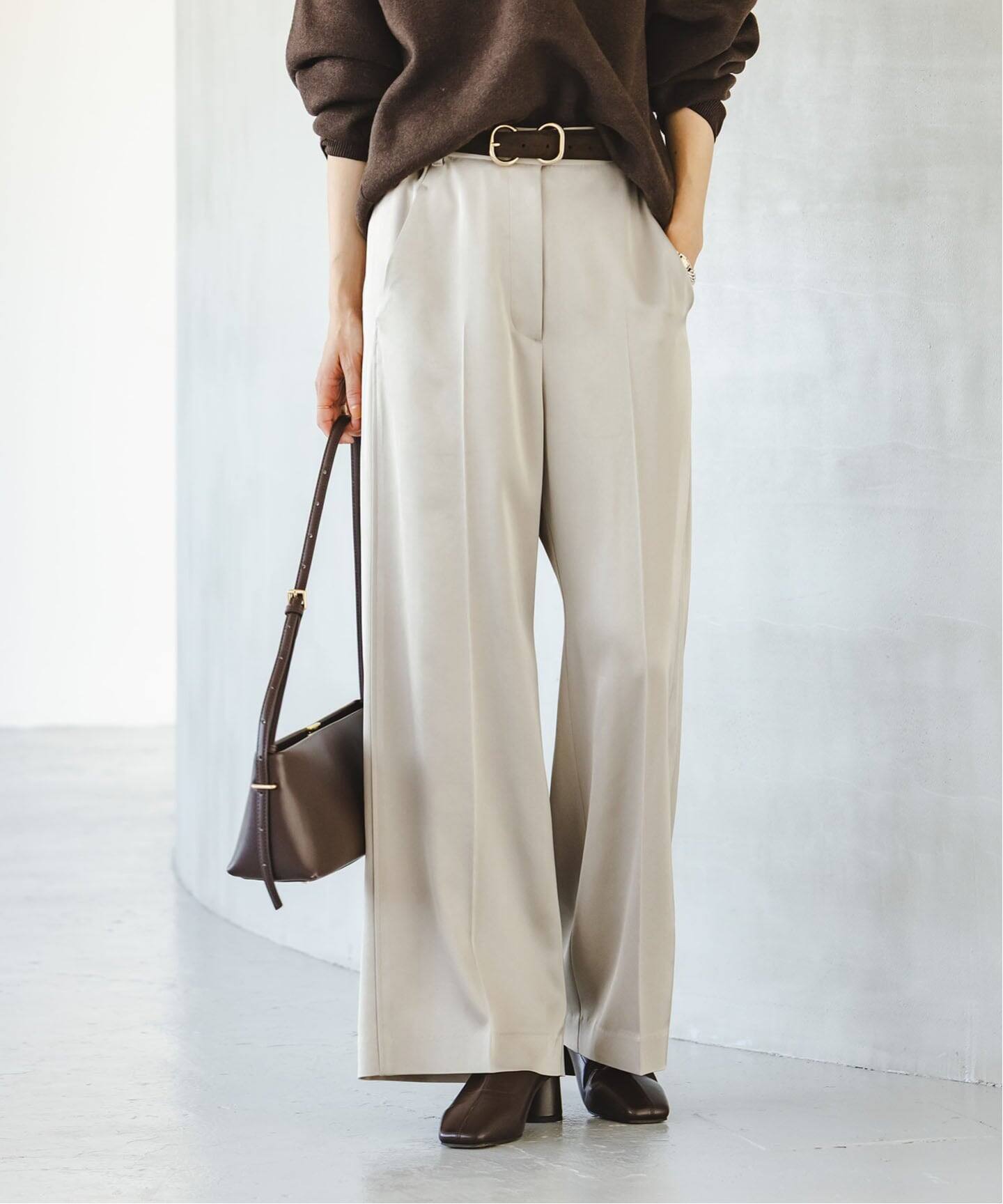 ノーブル NOBLE 《追加》ルナサテンコンフォートパンツ （ホワイト A