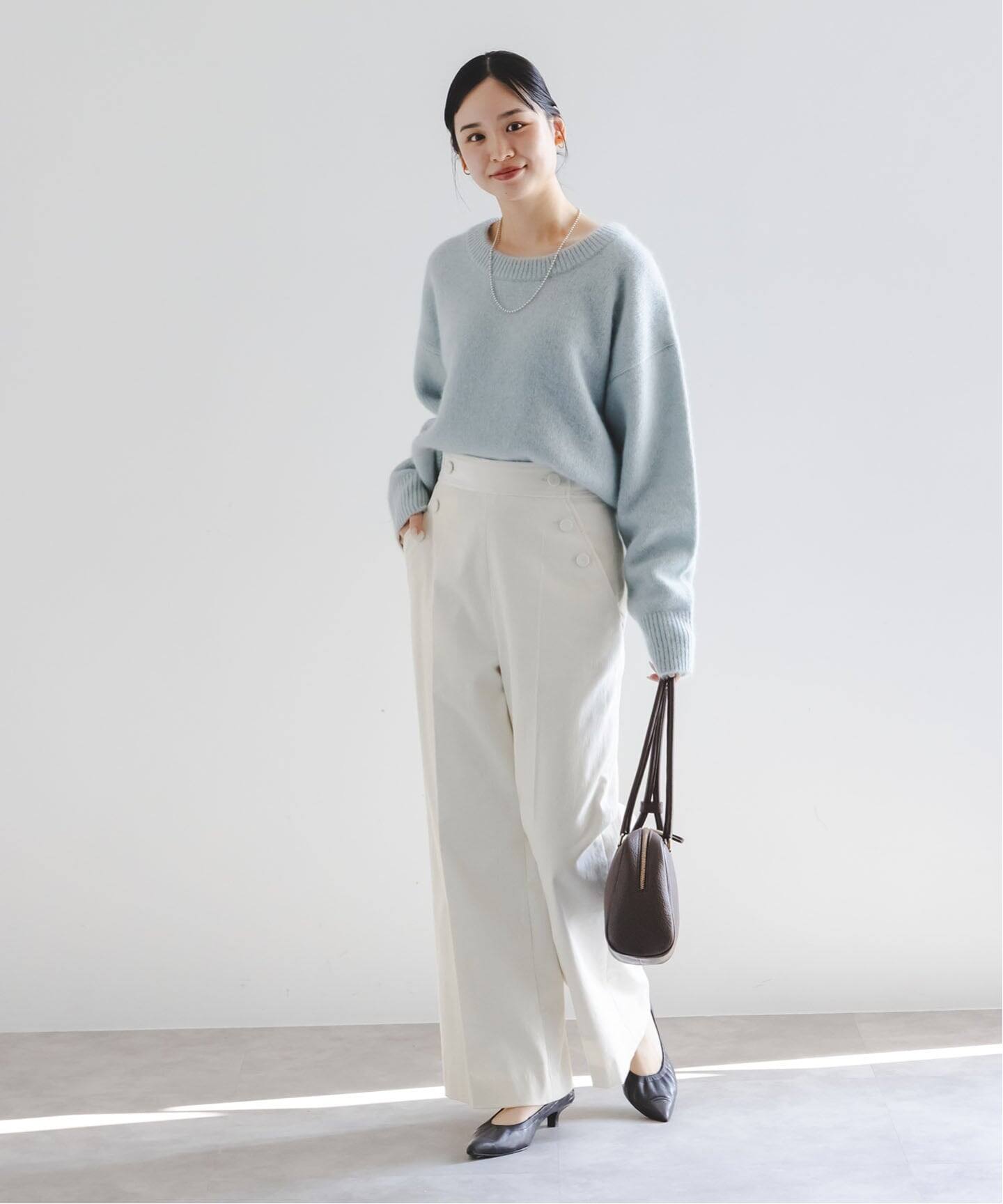 ソフトコーデュロイナローワイドパンツ（スラックス）｜NOBLE