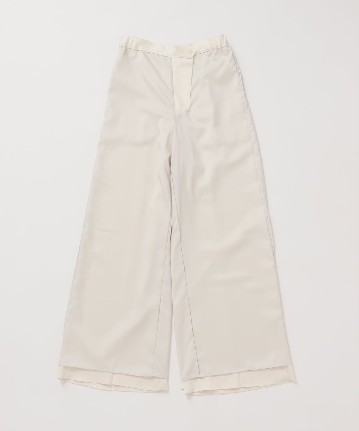 【新品】ルナサテン ベルテッドパンツ 追加》【洗える】ルナサテンベルテッドパンツ(ホワイト)（スラックス