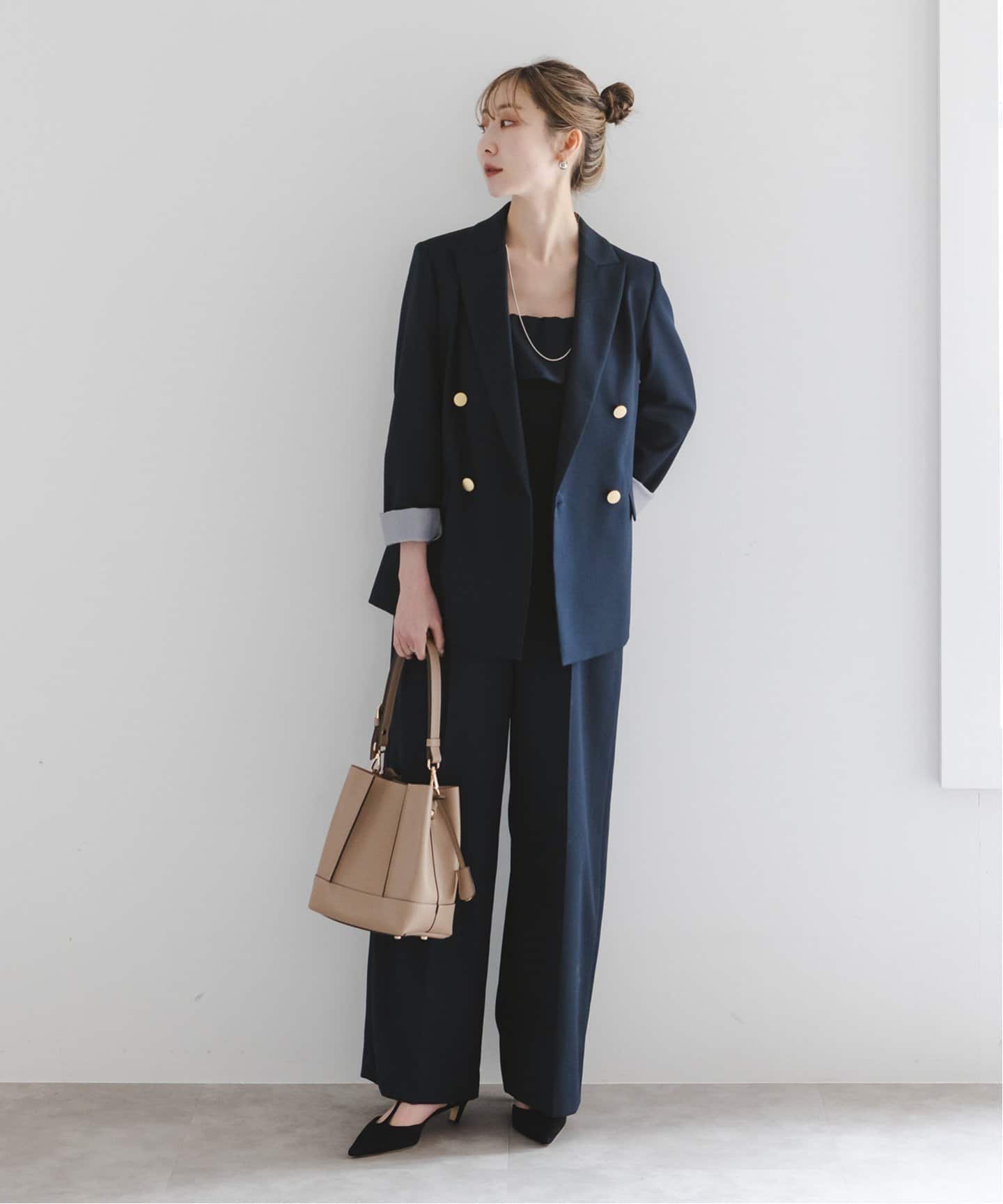NOBLE トリコチンベアトップパンツ　ネイビー　38 NOBLE トリコチンベアトップパンツ ネイビー 38 トリコチンベア