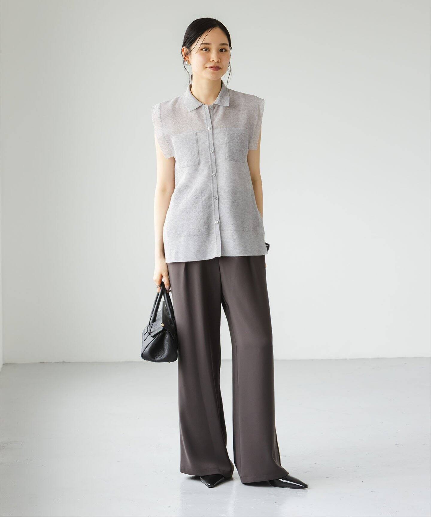 洗える】ライトジョーゼットドレープパンツ（スラックス）｜NOBLE