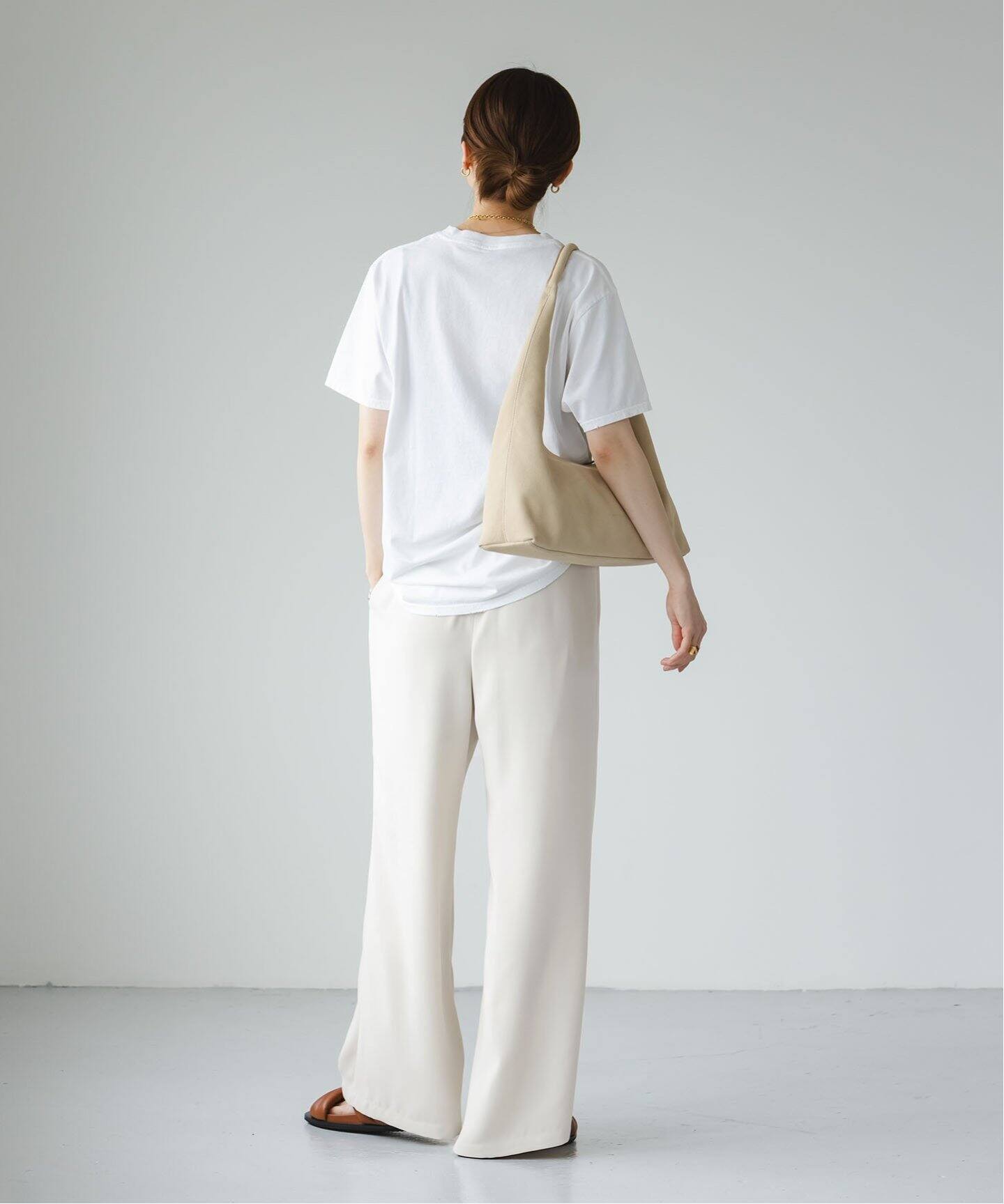 洗える】ライトジョーゼットドレープパンツ（スラックス）｜NOBLE