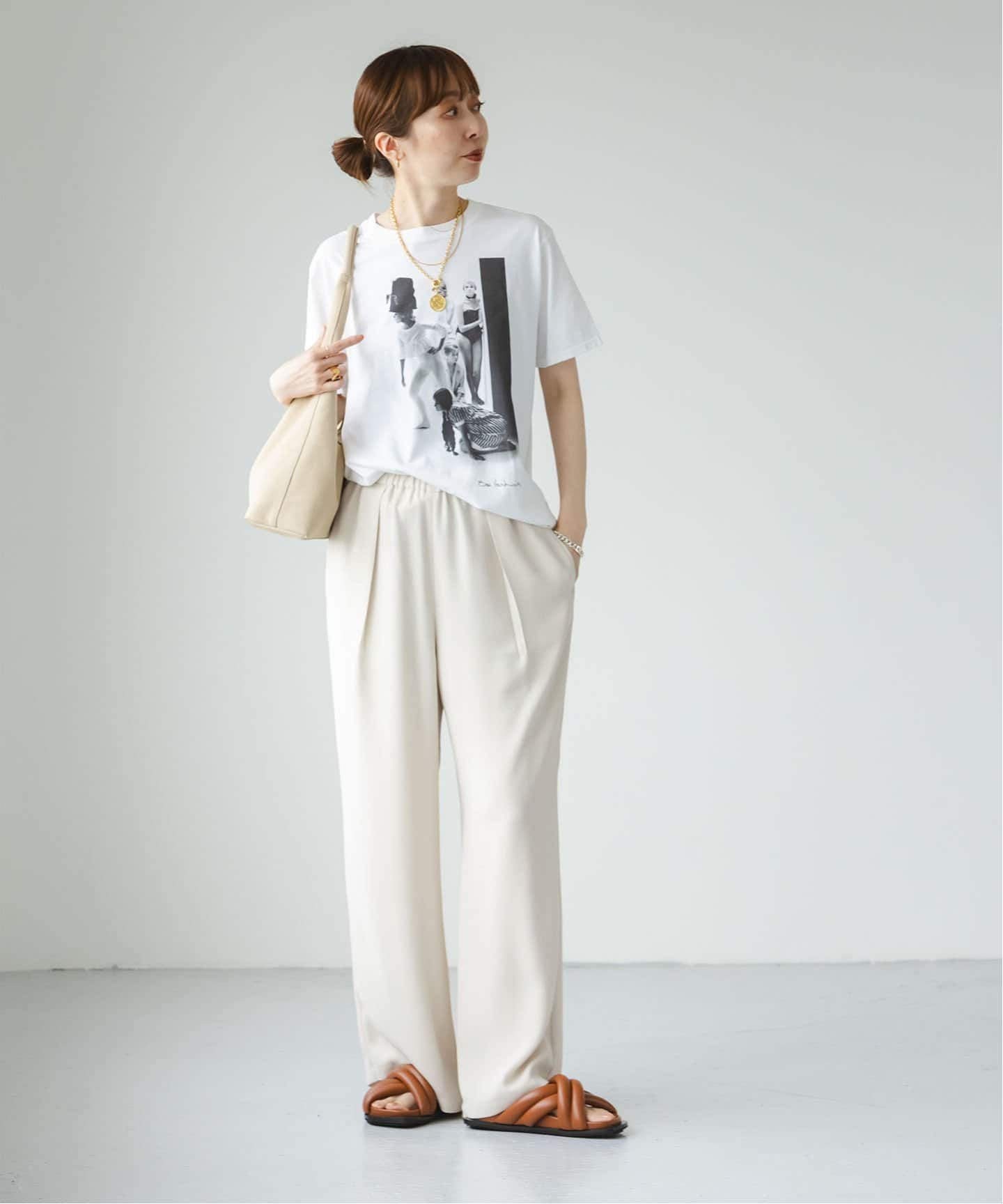 洗える】ライトジョーゼットドレープパンツ（スラックス）｜NOBLE