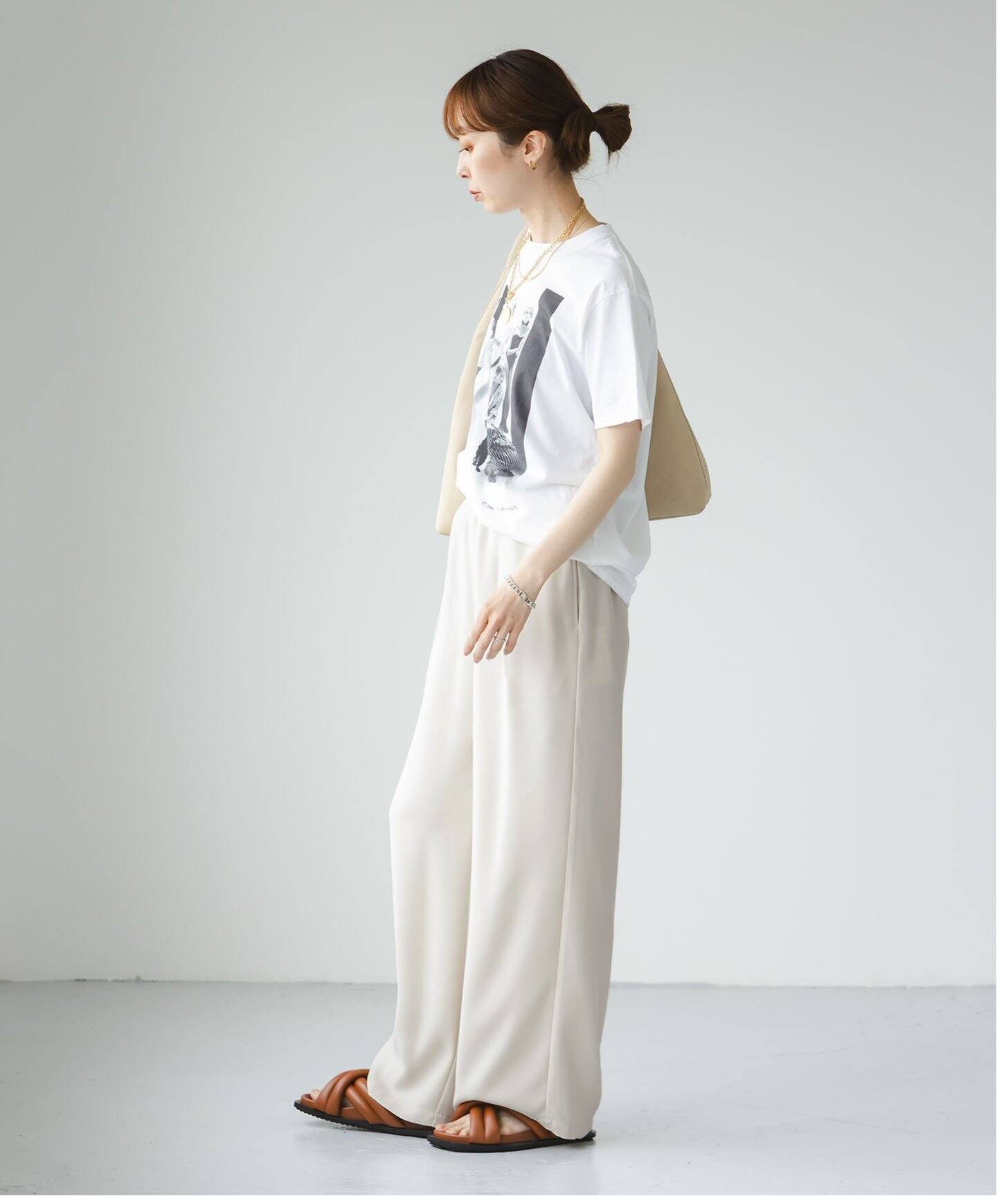 洗える】ライトジョーゼットドレープパンツ（スラックス）｜NOBLE