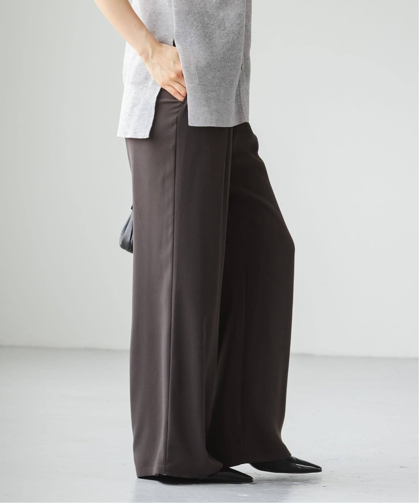 追加》【洗える】ライトジョーゼットドレープパンツ（スラックス