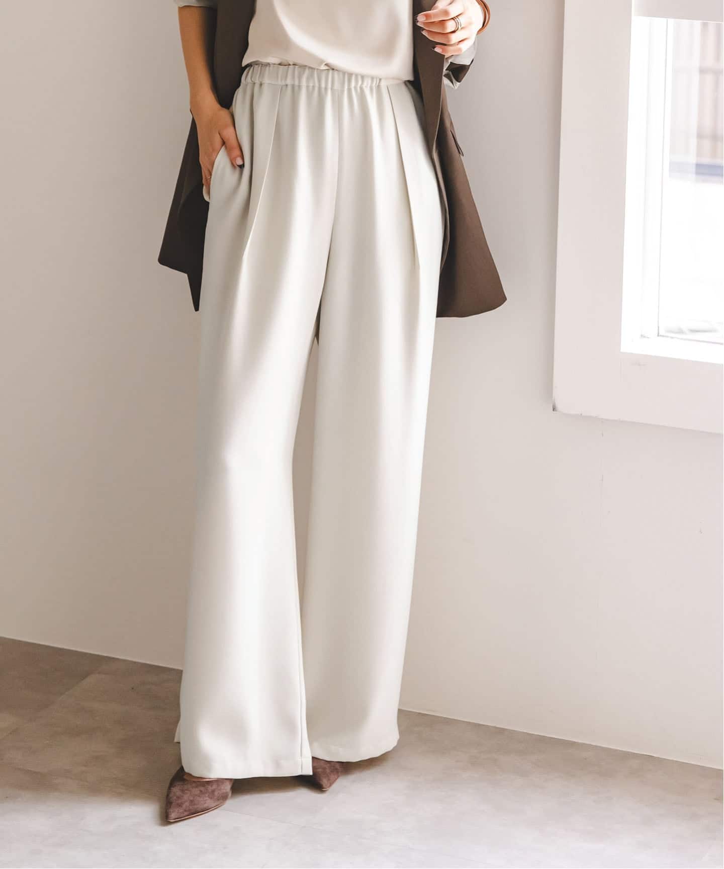 追加》【洗える】ライトジョーゼットドレープパンツ（スラックス