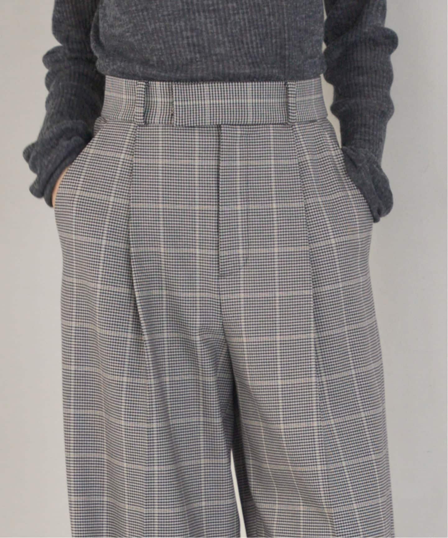 チェック柄裏起毛スラックスパンツ（スラックス）｜NOBLE（ノーブル