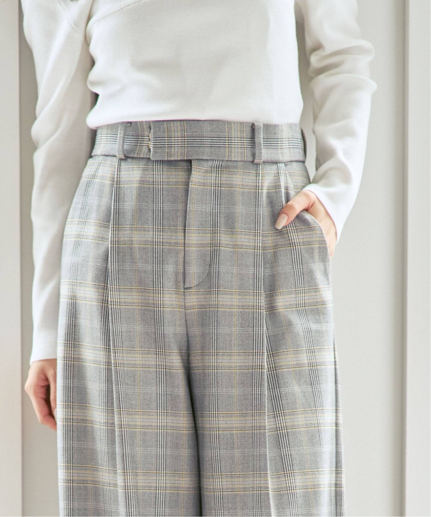 チェック柄裏起毛スラックスパンツ（スラックス）｜NOBLE（ノーブル