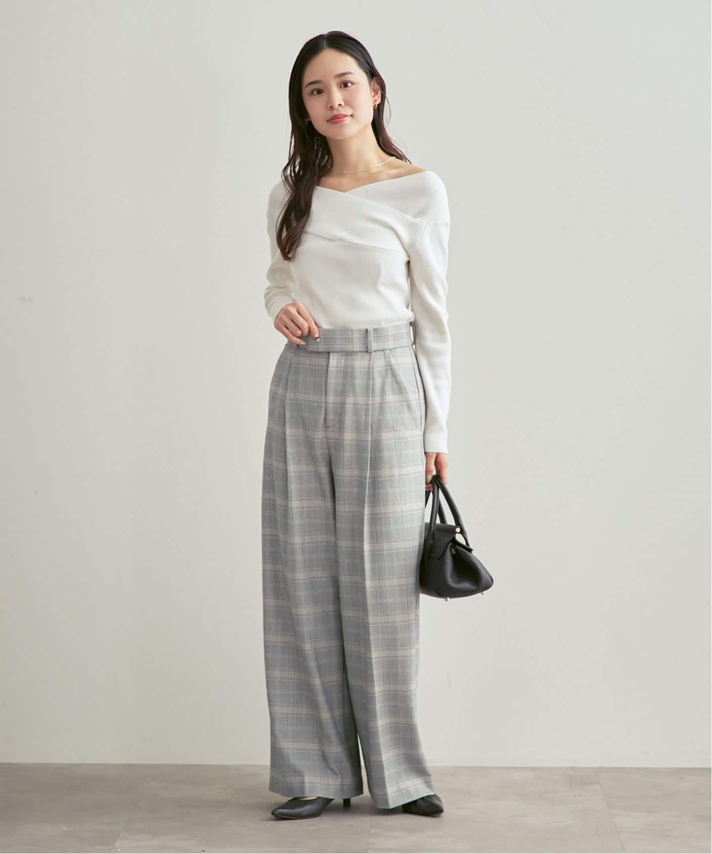 チェック柄裏起毛スラックスパンツ（スラックス）｜NOBLE（ノーブル