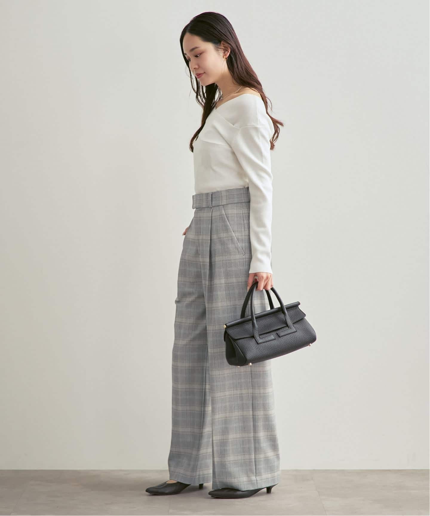 チェック柄裏起毛スラックスパンツ（スラックス）｜NOBLE（ノーブル