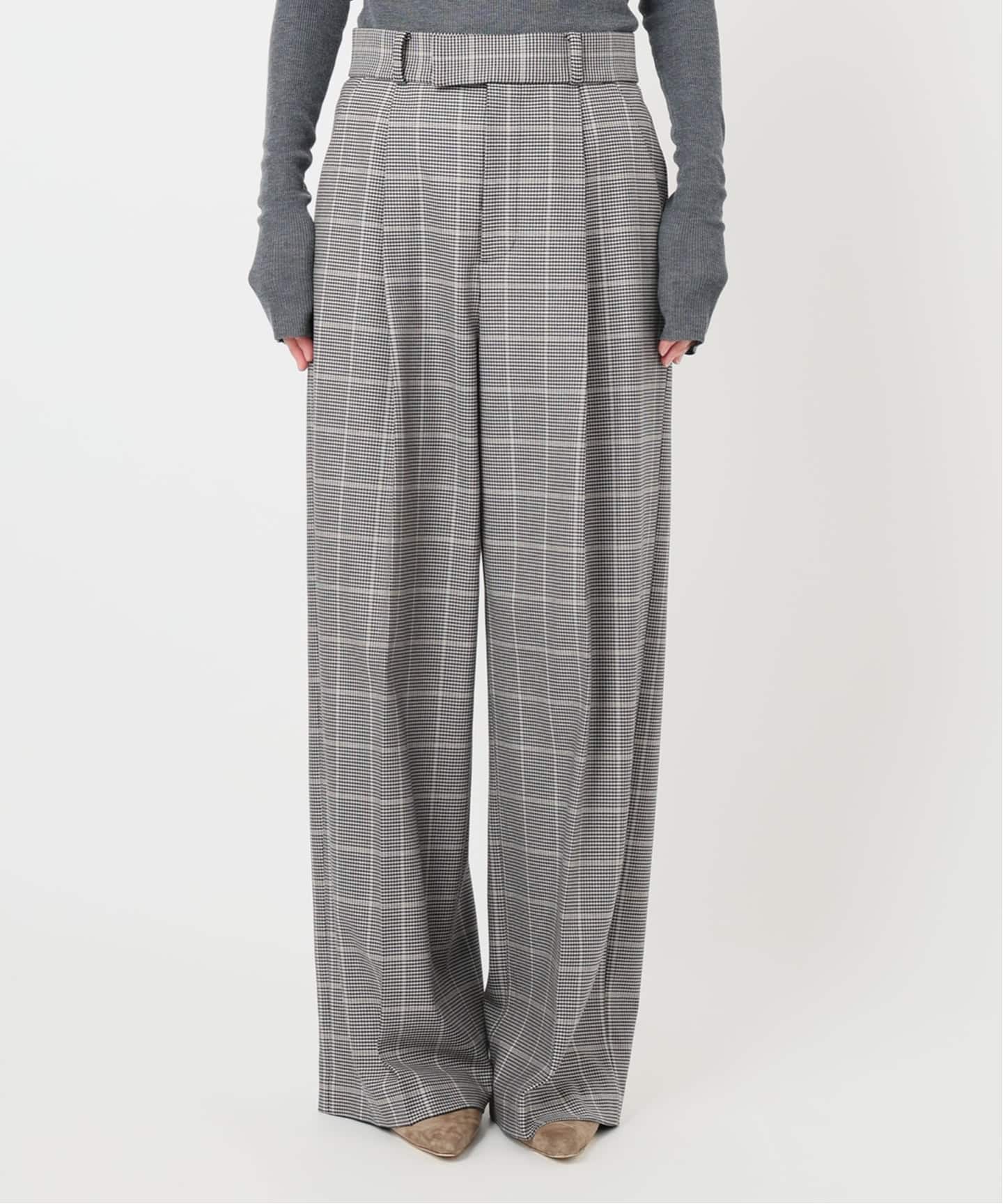 チェック柄裏起毛スラックスパンツ（スラックス）｜NOBLE（ノーブル