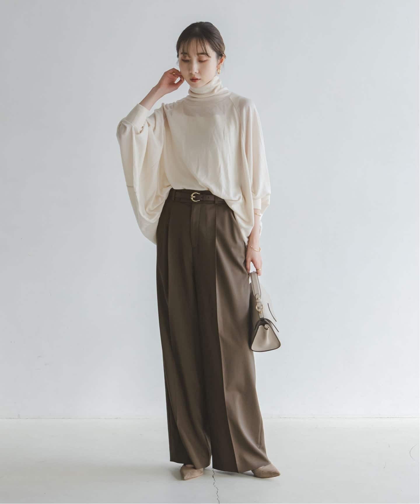 aoi様 NOBLE エステルツイルストレッチスラックスパンツ イエローB 36