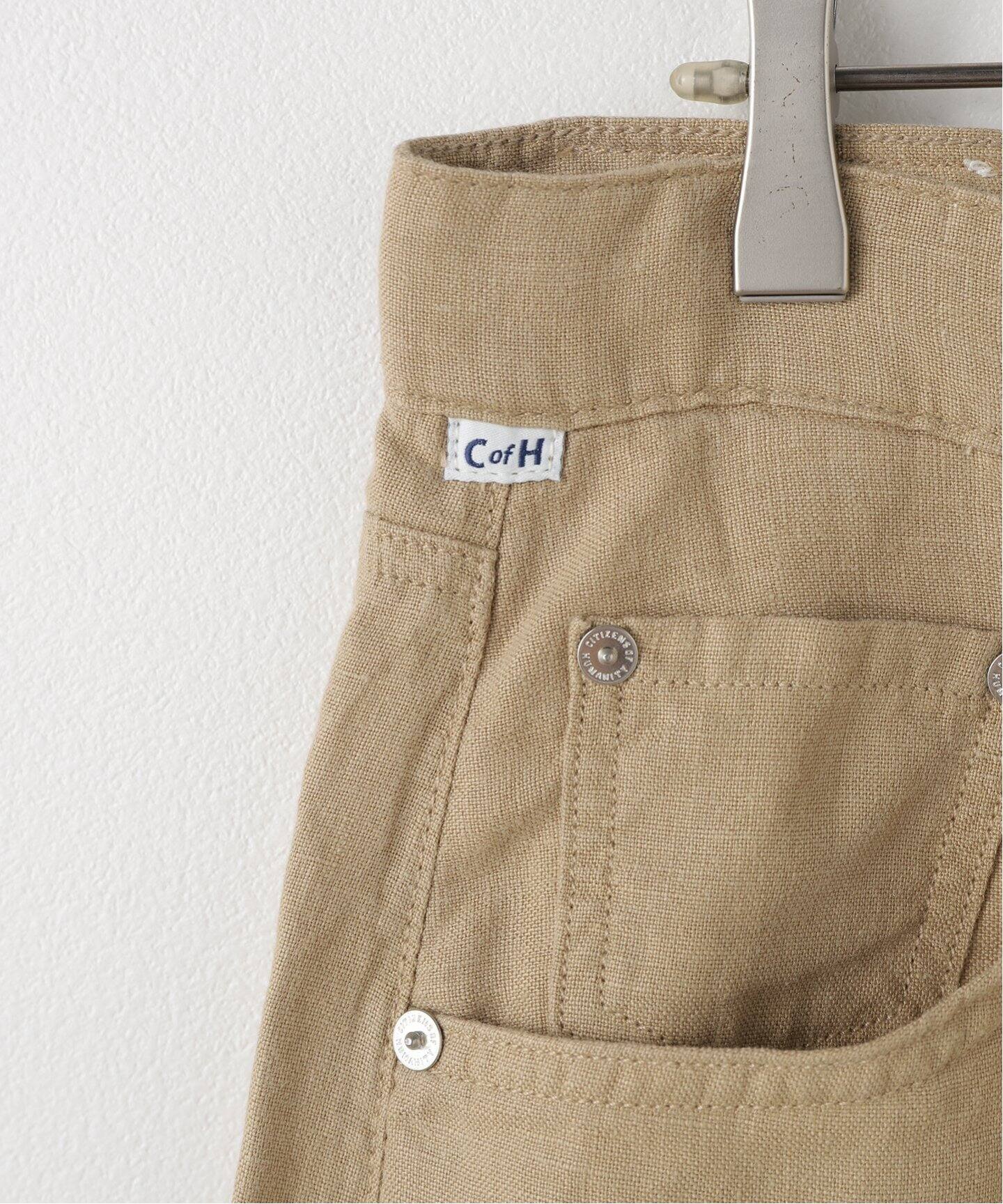 CITIZENS of HUMANITY シチズンズ オブ ヒューマニティ パンツ ベージュ サイズ:27(M) | 25春夏 リネン ワイドパンツ | BRYNN DRAWSTRING TROUSER | ストレート レザーパッチ 5ポケット | ボトムス ズボン【レディース】【中古】【K4583】 CITIZENS OF HUMANITY/シチズンズオブヒューマニティー BRYNN