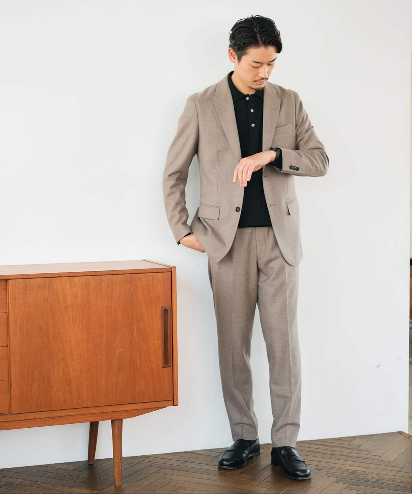 SUPER 120's ウールサキソニー テーパードパンツ【セットアップ