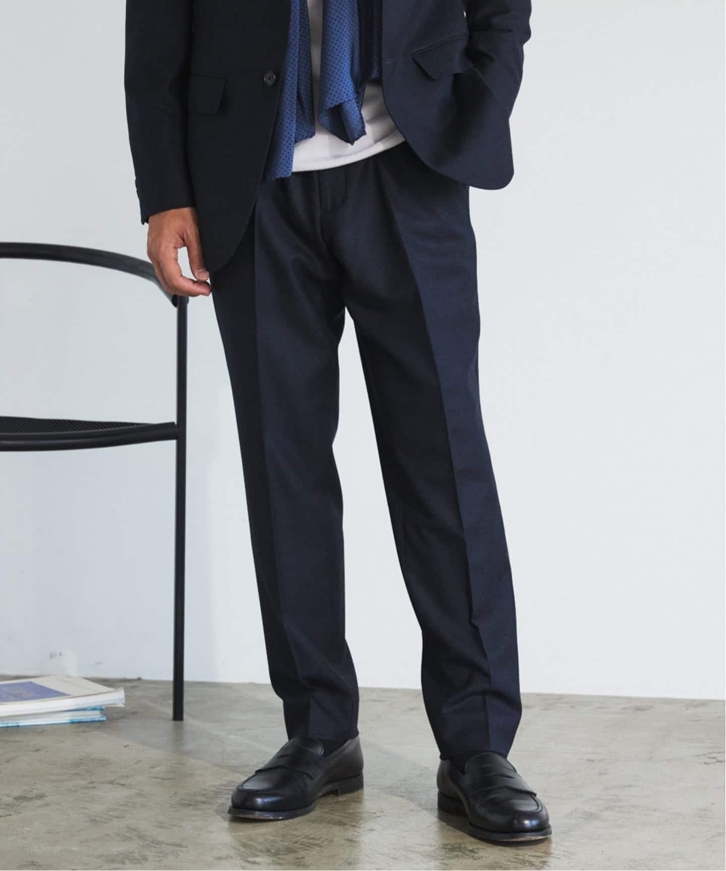 SUPER 120's ウールサキソニー テーパードパンツ【セットアップ着用