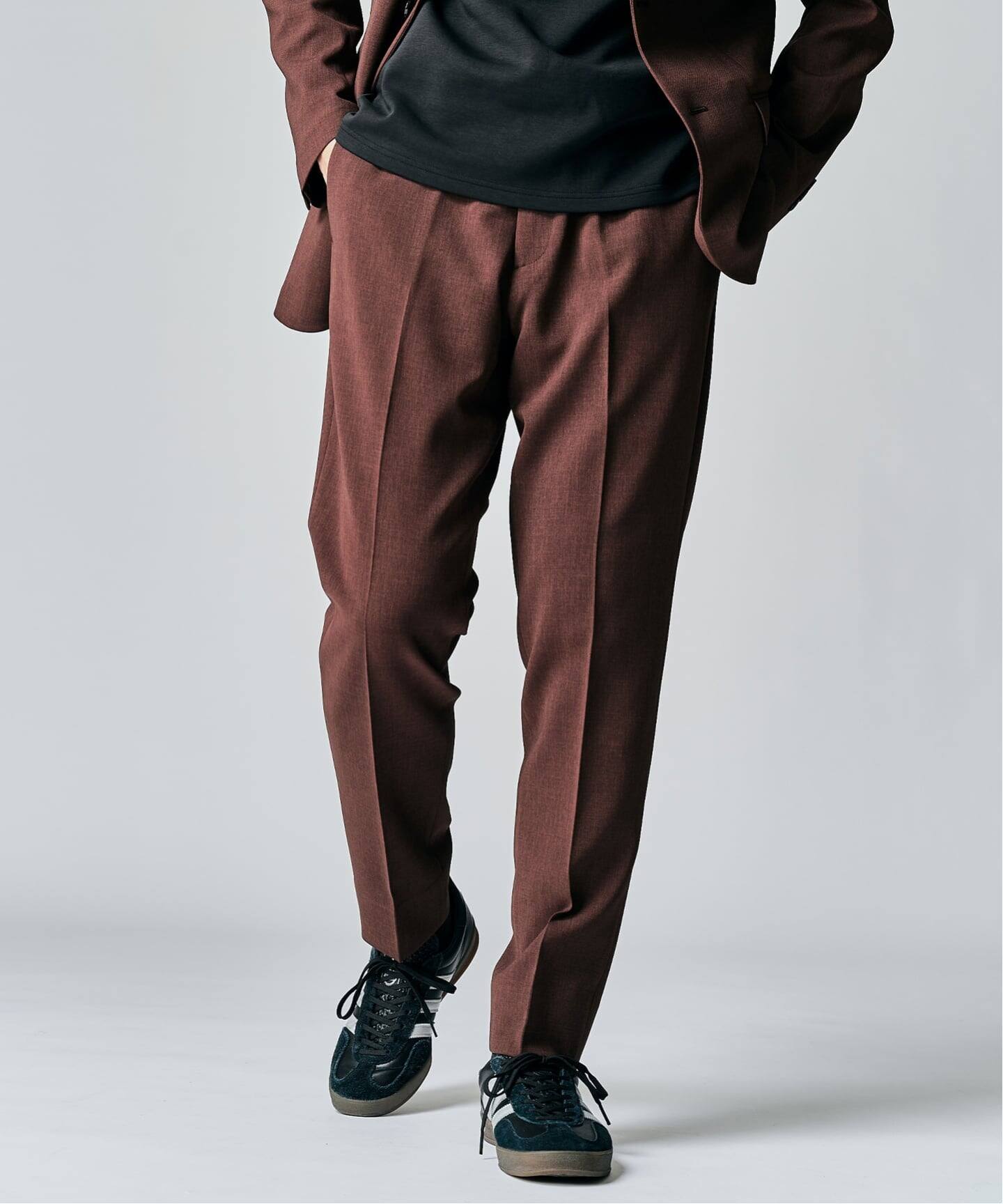 CONNECTERS ブラウン ダメージスラックス ドライダブルクロス スラックス【セットアップ着用可能】（スラックス