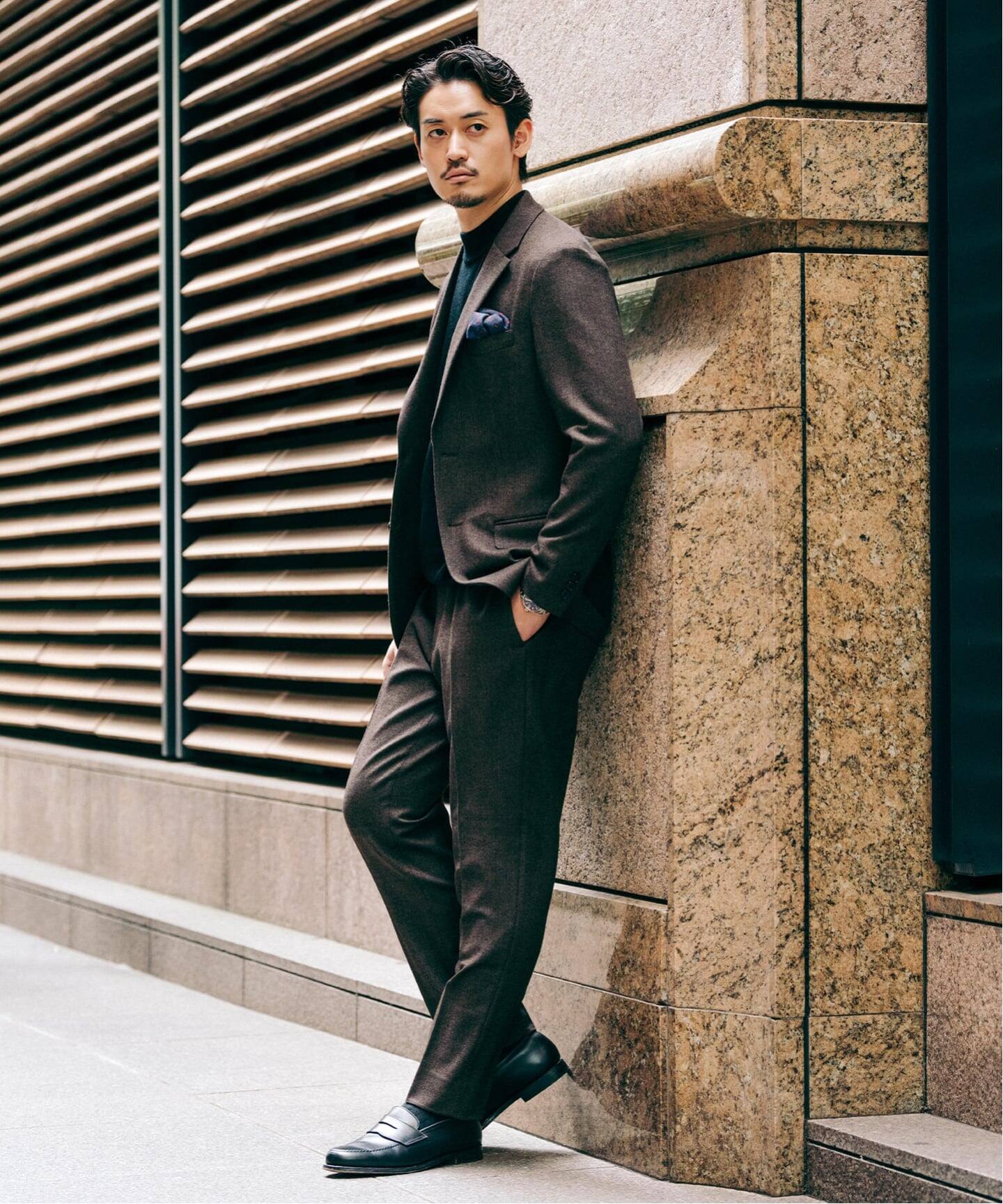 ハ*ツ様 エディフィス メンズ ブラウン ツイード調 セットアップ M トップ ツイード スラックス【セットアップ着用可能】（スラックス