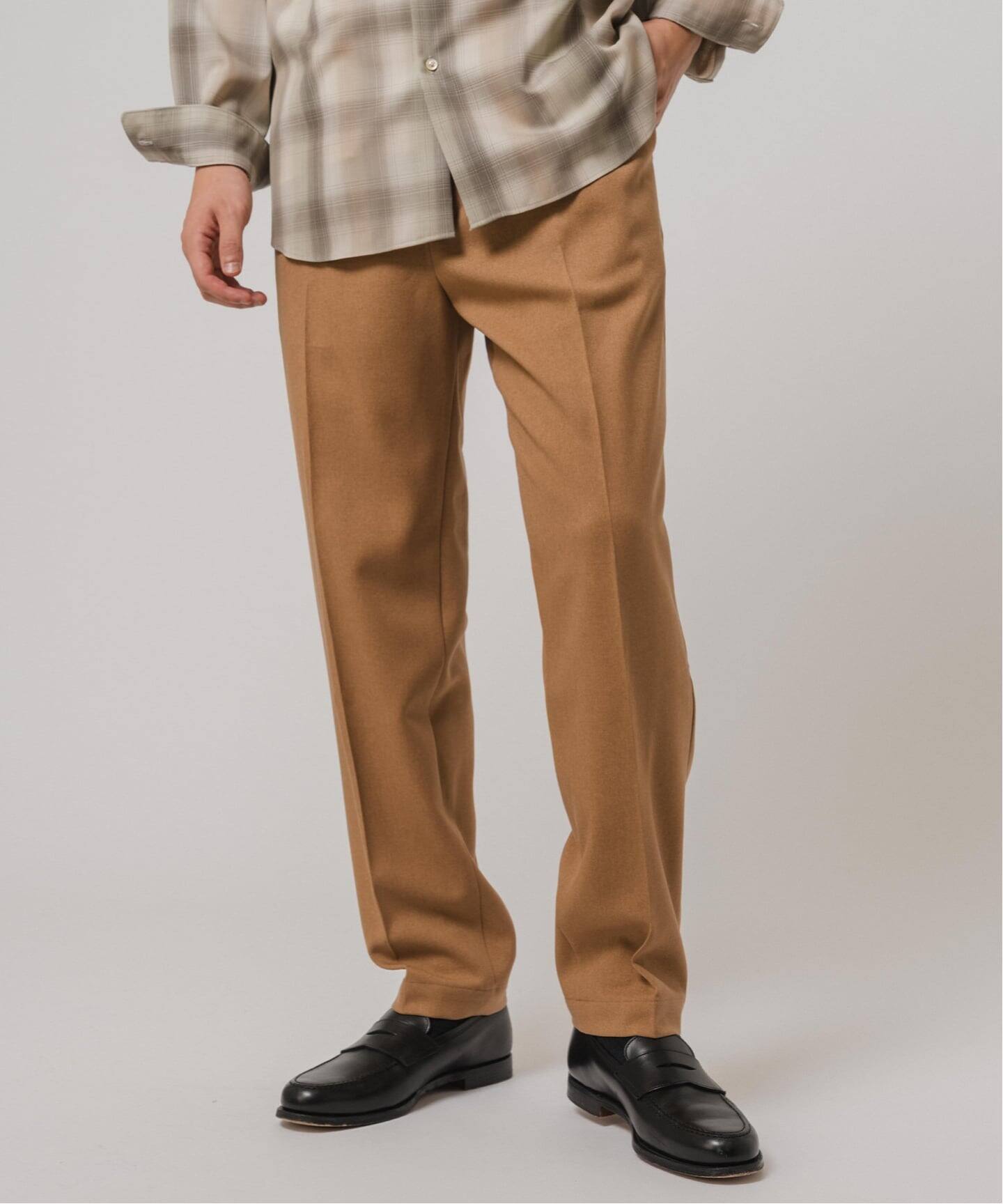 【極美品】Yves Saint Laurent　ウールイージーパンツ　キャメル ウーリッシュ ツイル RT イージー パンツ（スラックス）｜EDIFICE