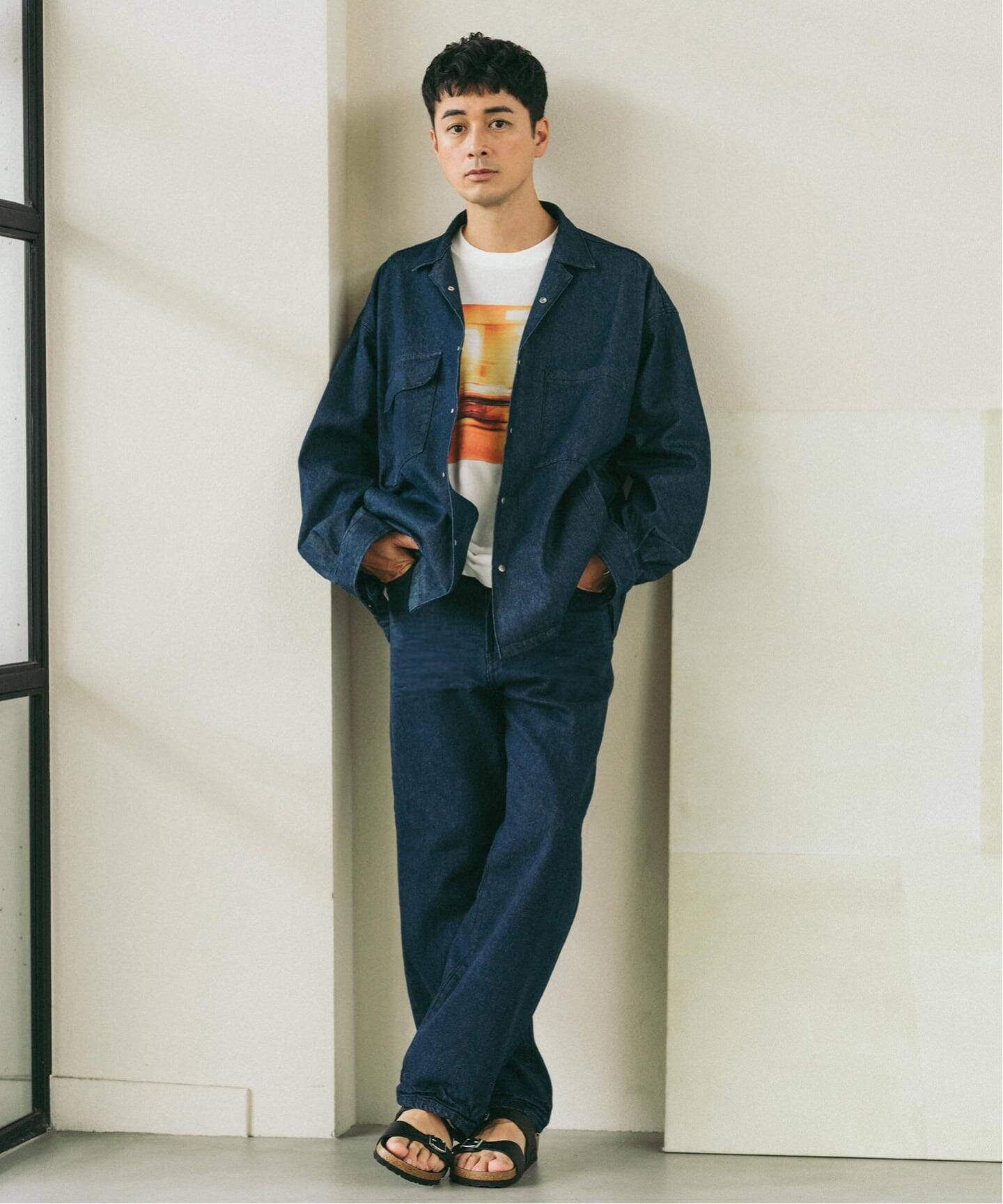 EDIFICE DENIM euro STRAIGHT ワイドデニム　Lサイズ LE JEAN(ルジーン)12.5oz ユーロ ストレートデニム（デニムパンツ