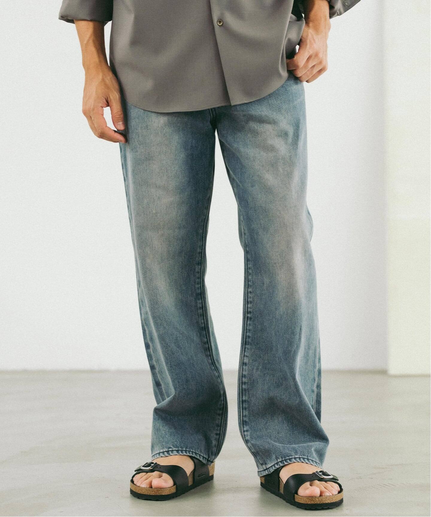 EDIFICE DENIM euro STRAIGHT ワイドデニム　Lサイズ LE JEAN(ルジーン)12.5oz ユーロ ストレートデニム（デニムパンツ