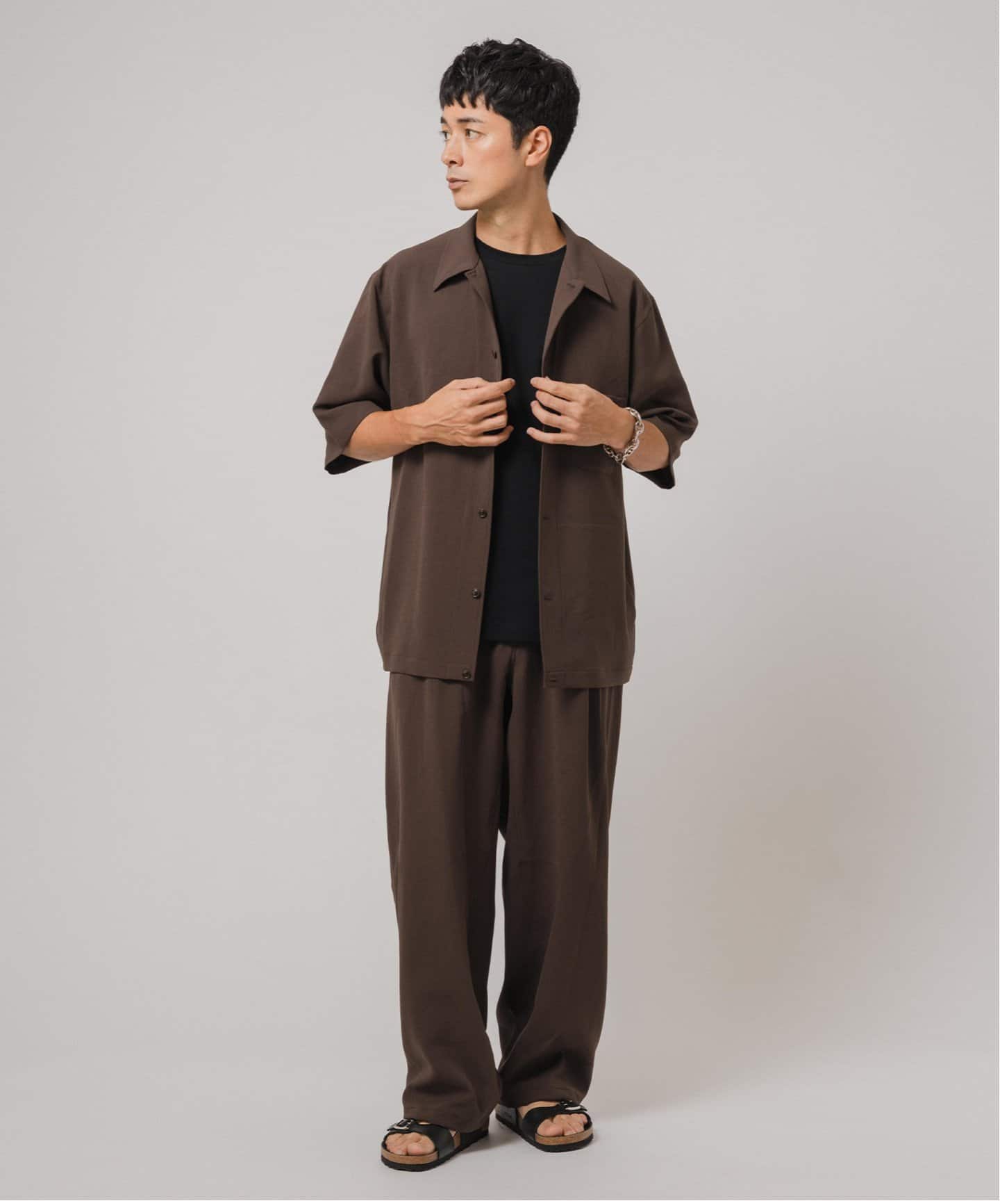 【ロン】ÉDIFICE （エディフィス）ブラウン スラックス L T/E(ティーイー) フレンチ ワーク トラウザー（スラックス