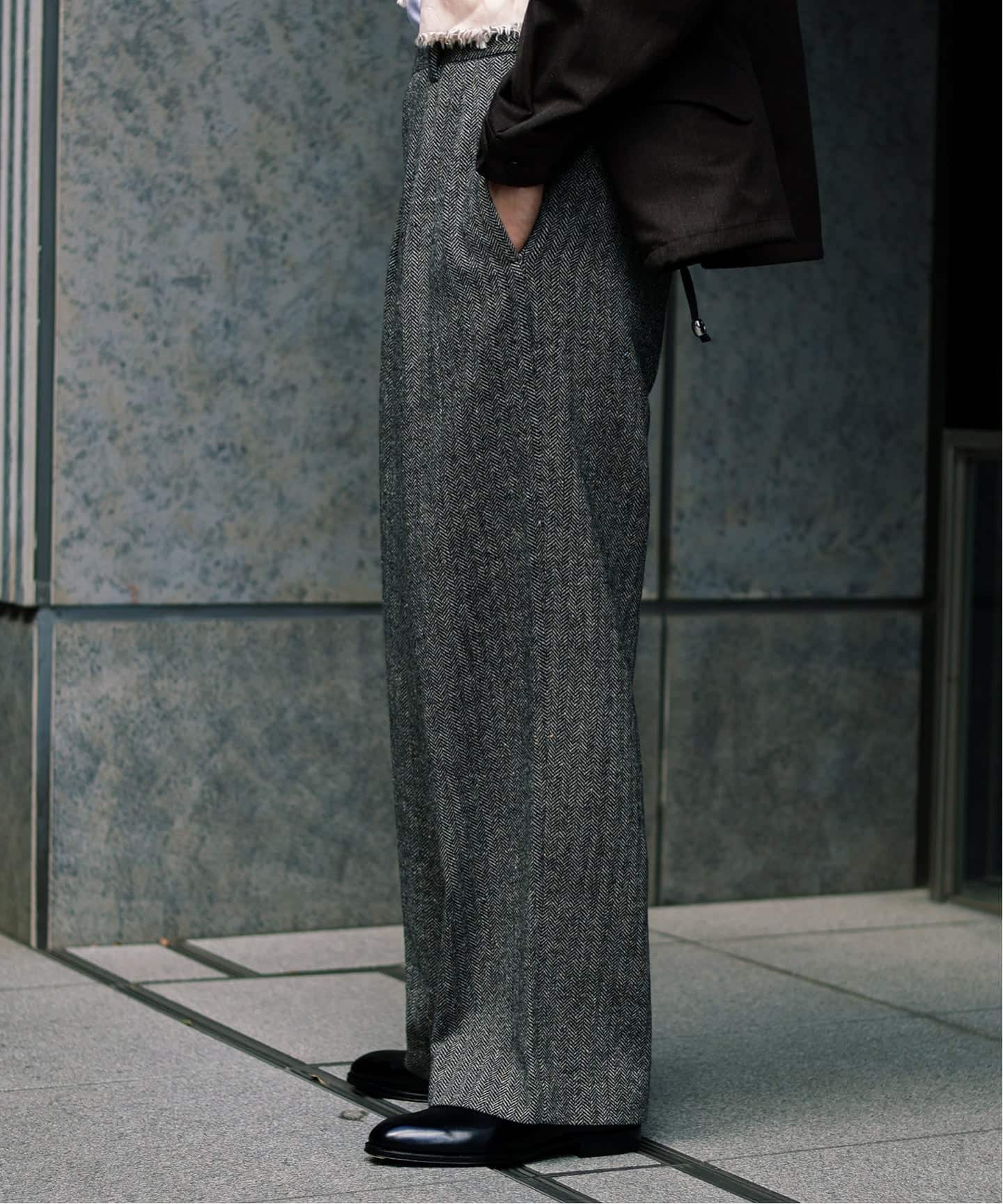 m's braque ワイドスラックス m's braque / Tucked Baggy Pants (Grey Check) | twelve