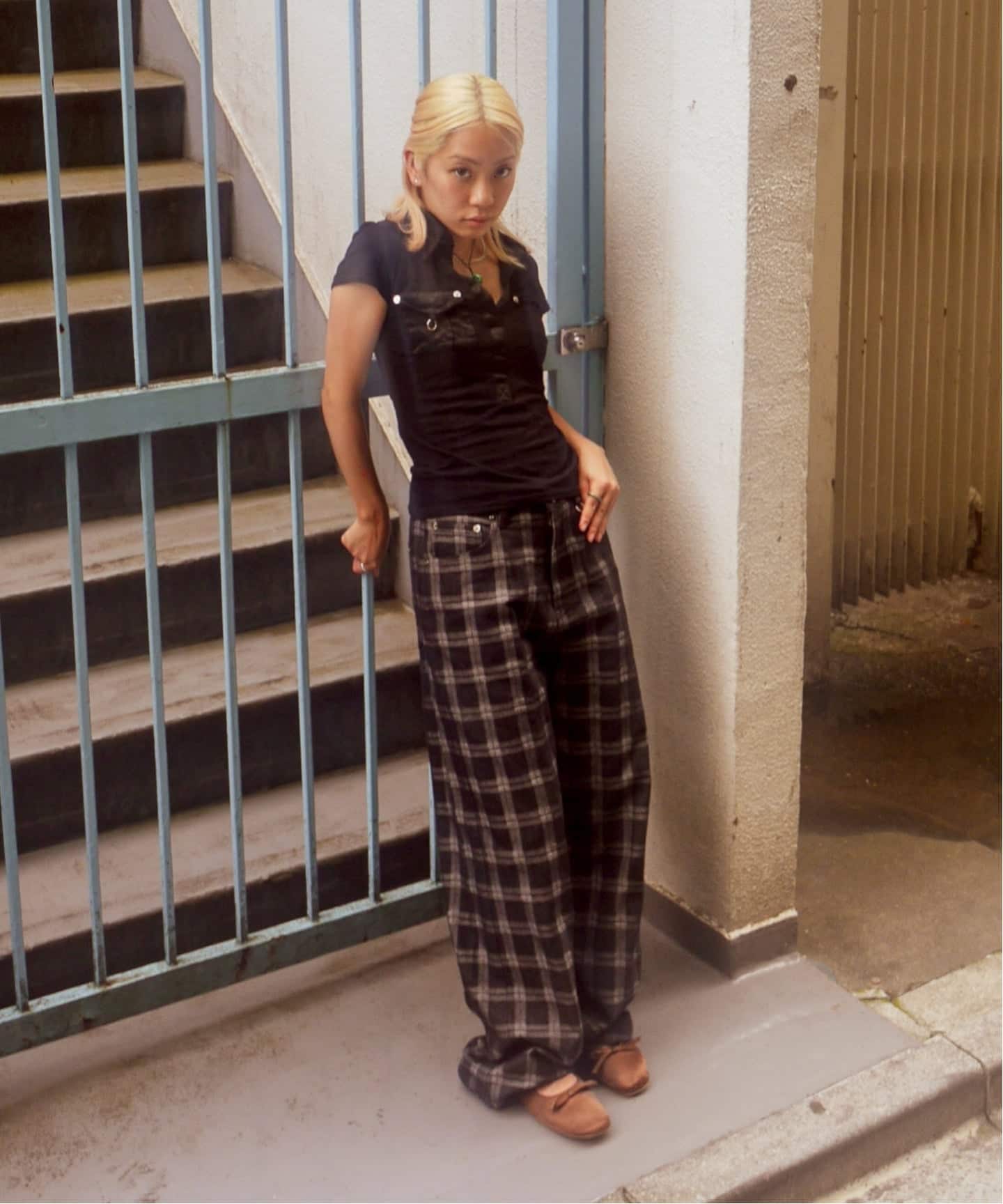 パンツ [MOMENTEL] Bear check denim pants MOMENTEL / モーメンタル Bear check denim pants（デニムパンツ