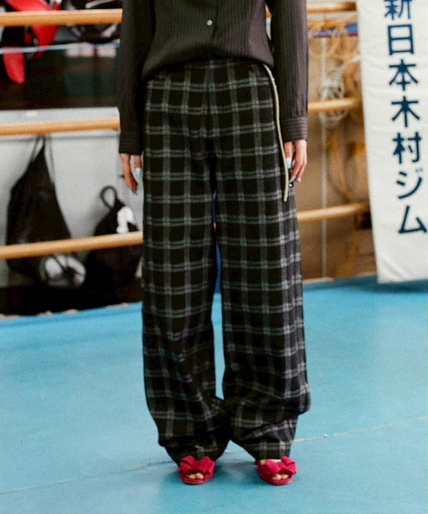 パンツ [MOMENTEL] Bear check denim pants MOMENTEL / モーメンタル Bear check denim pants（デニムパンツ