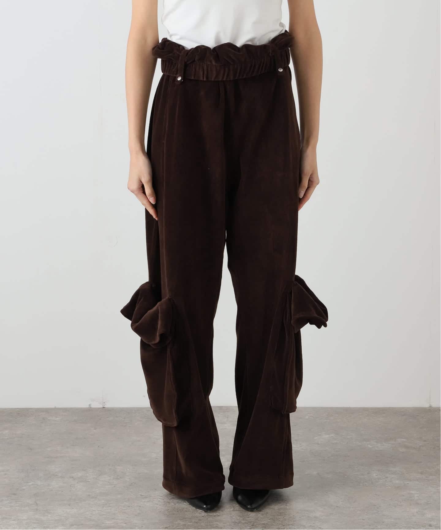 Geek Office / ギークオフィス】OPEN YY Woven ROLLED WAIST VELOUR