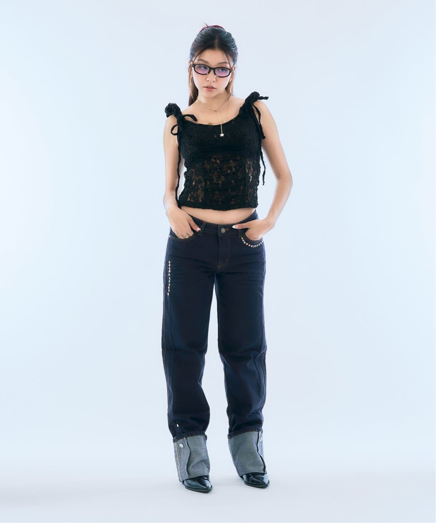 デニム・ジーパン VACANT Archive : 25SS / HEIDI LONG LENGTH TURN-UP DENIM Geek Office / ギークオフィス】VACANT Archive / HEIDI LONG