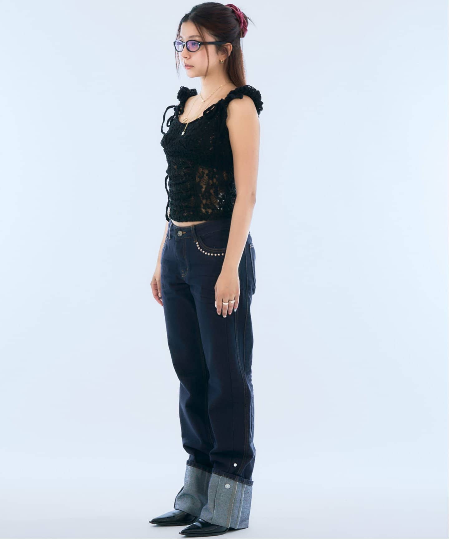 デニム・ジーパン VACANT Archive : 25SS / HEIDI LONG LENGTH TURN-UP DENIM Geek Office / ギークオフィス】VACANT Archive / HEIDI LONG