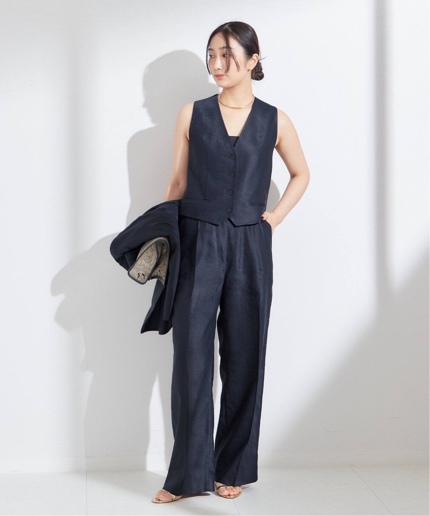 2025SS✨レサージュ　NALYA リネン/チェックジャケット　タックパンツ 2025SS✨レサージュ NALYA リネン/チェックジャケット タックパンツ