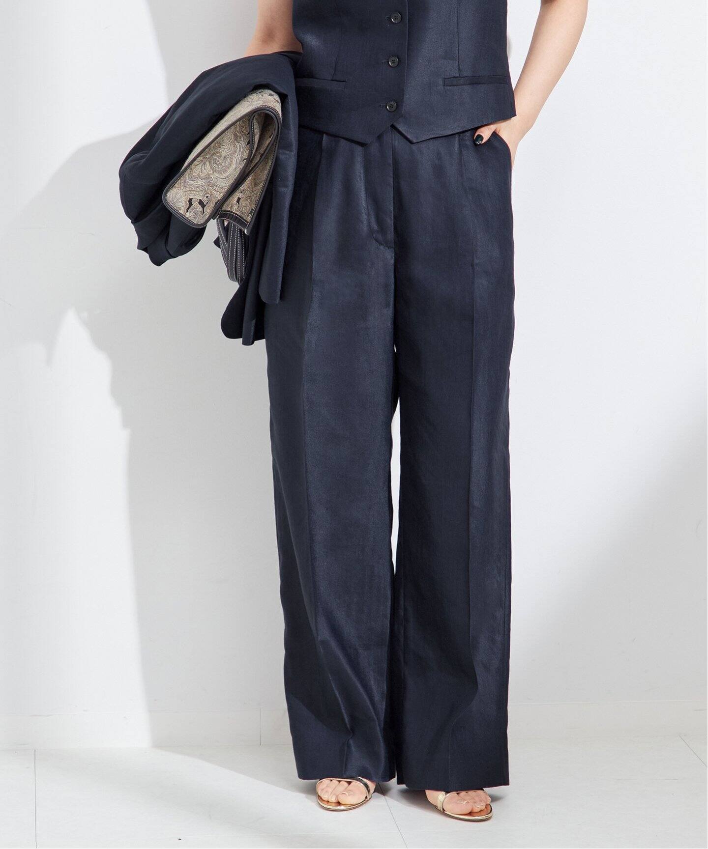 NALYA リネン/チェック タックパンツ（スラックス）｜JOURNAL STANDARD