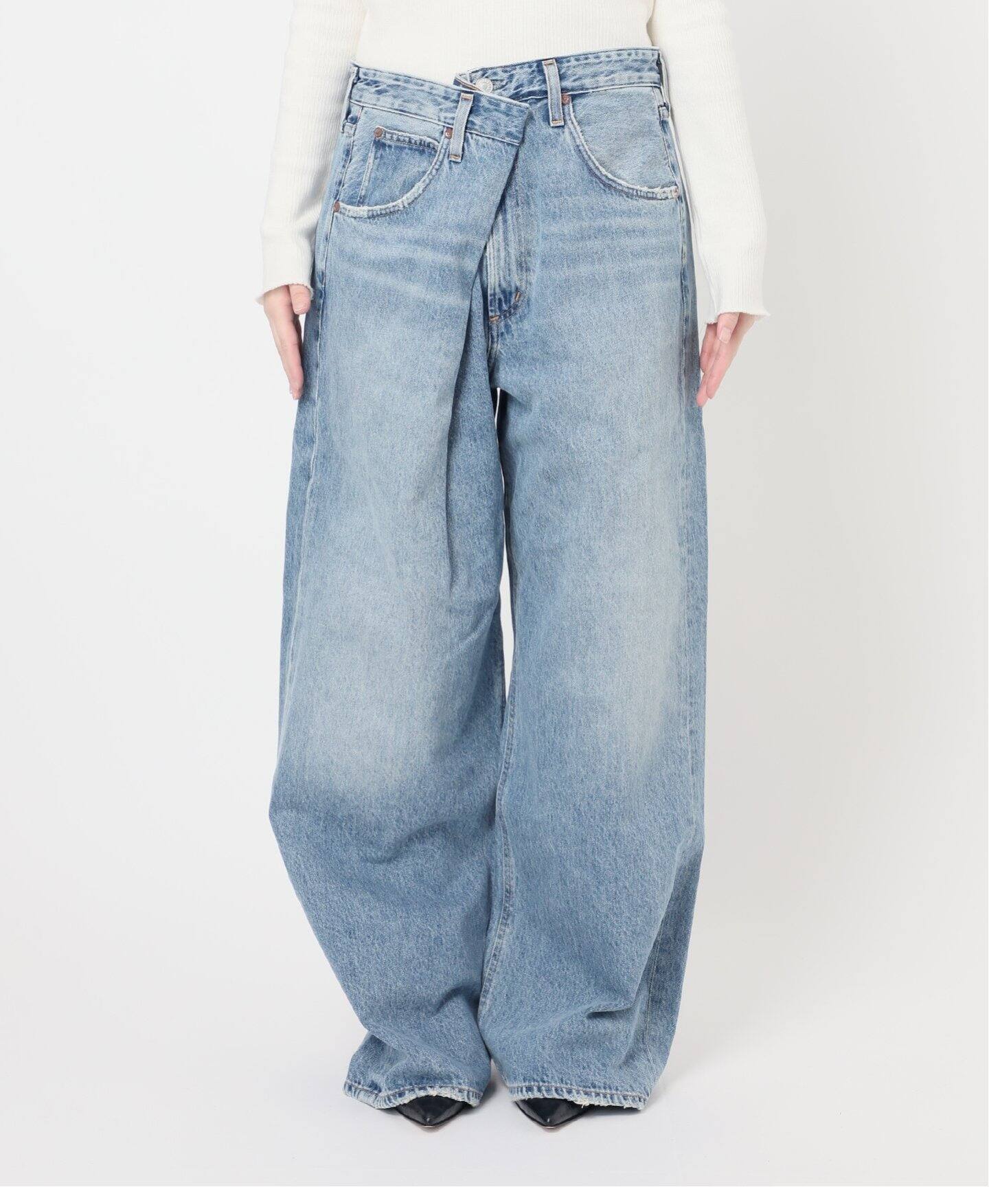 デニム・ジーパン AGOLDE 'Vana Fold' jeans AGOLDE Vana Fold Wide Leg Jeans in Mantra | Bloomingdale's