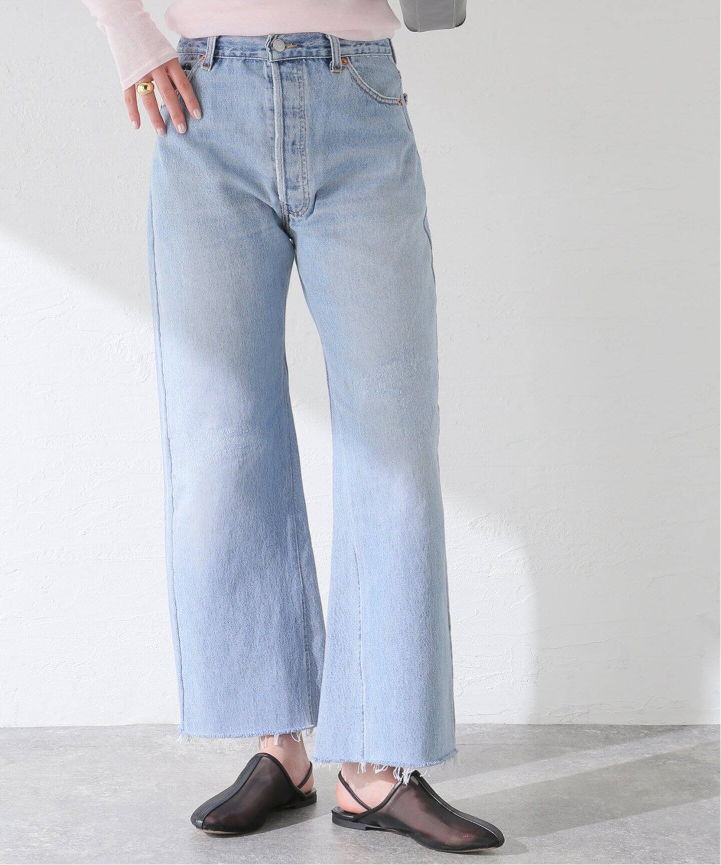 RE/DONE/リダン】HIGH RISE WIDE LEG CROP：デニム（デニムパンツ 
