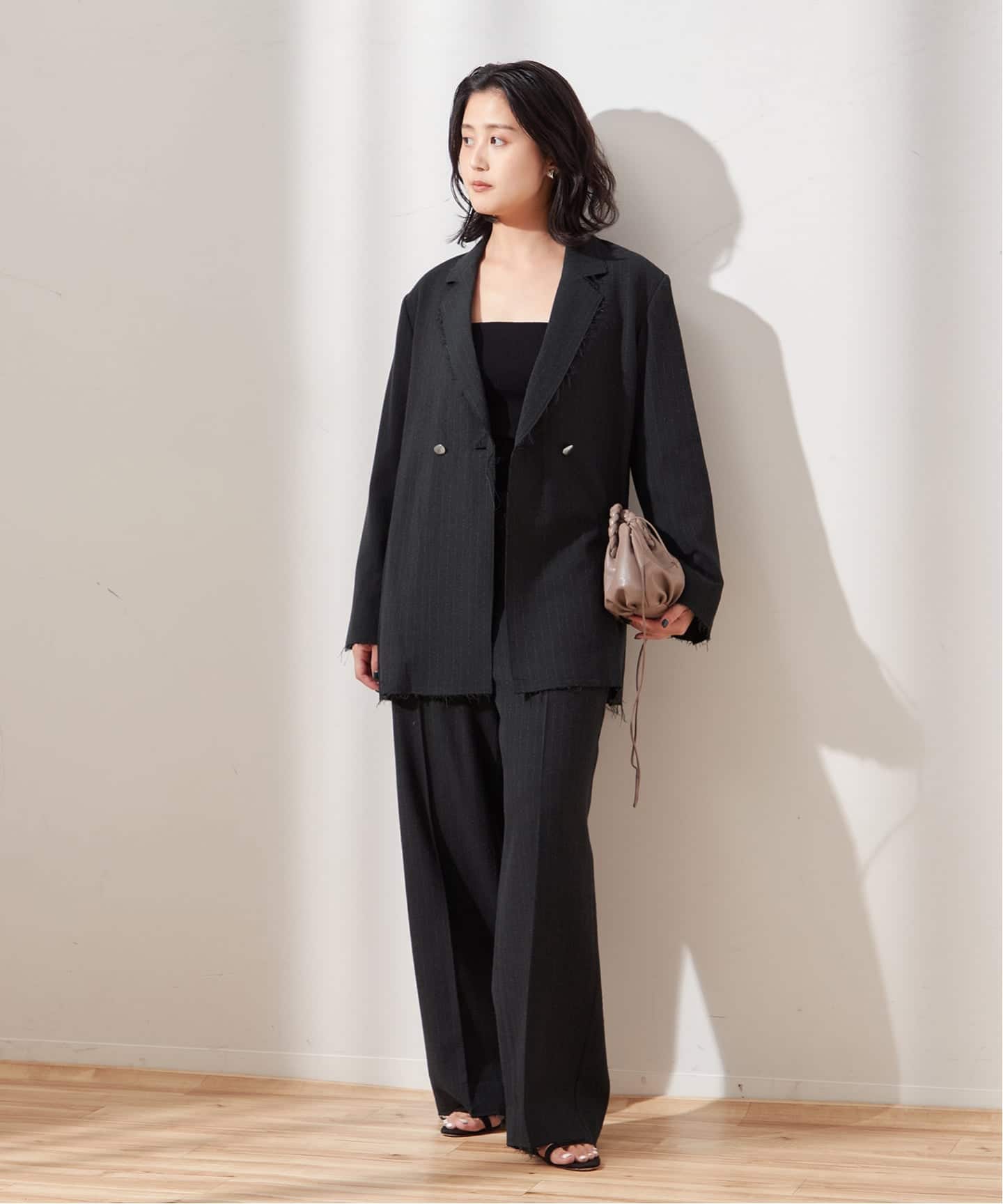 Uhr/ウーア】Wool / Silk Striped Pants：パンツ（スラックス