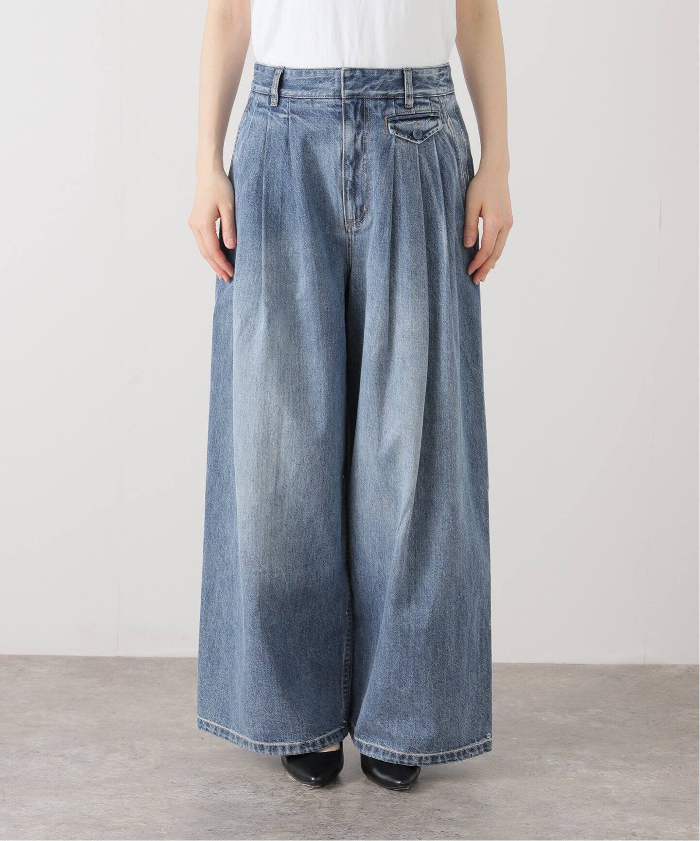 TIBI/ティビ】SPRING DENIM TRIPLE PLEAT PANT：デニム（デニムパンツ