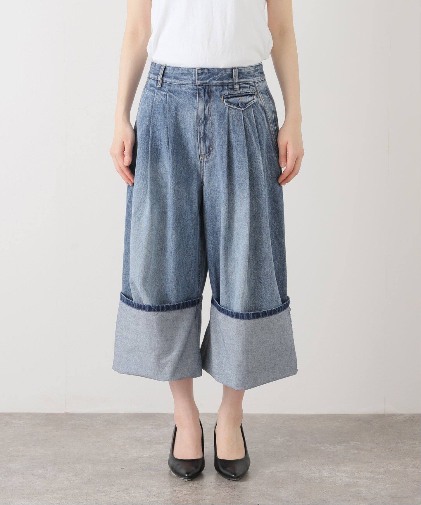 TIBI/ティビ】SPRING DENIM TRIPLE PLEAT PANT：デニム（デニムパンツ