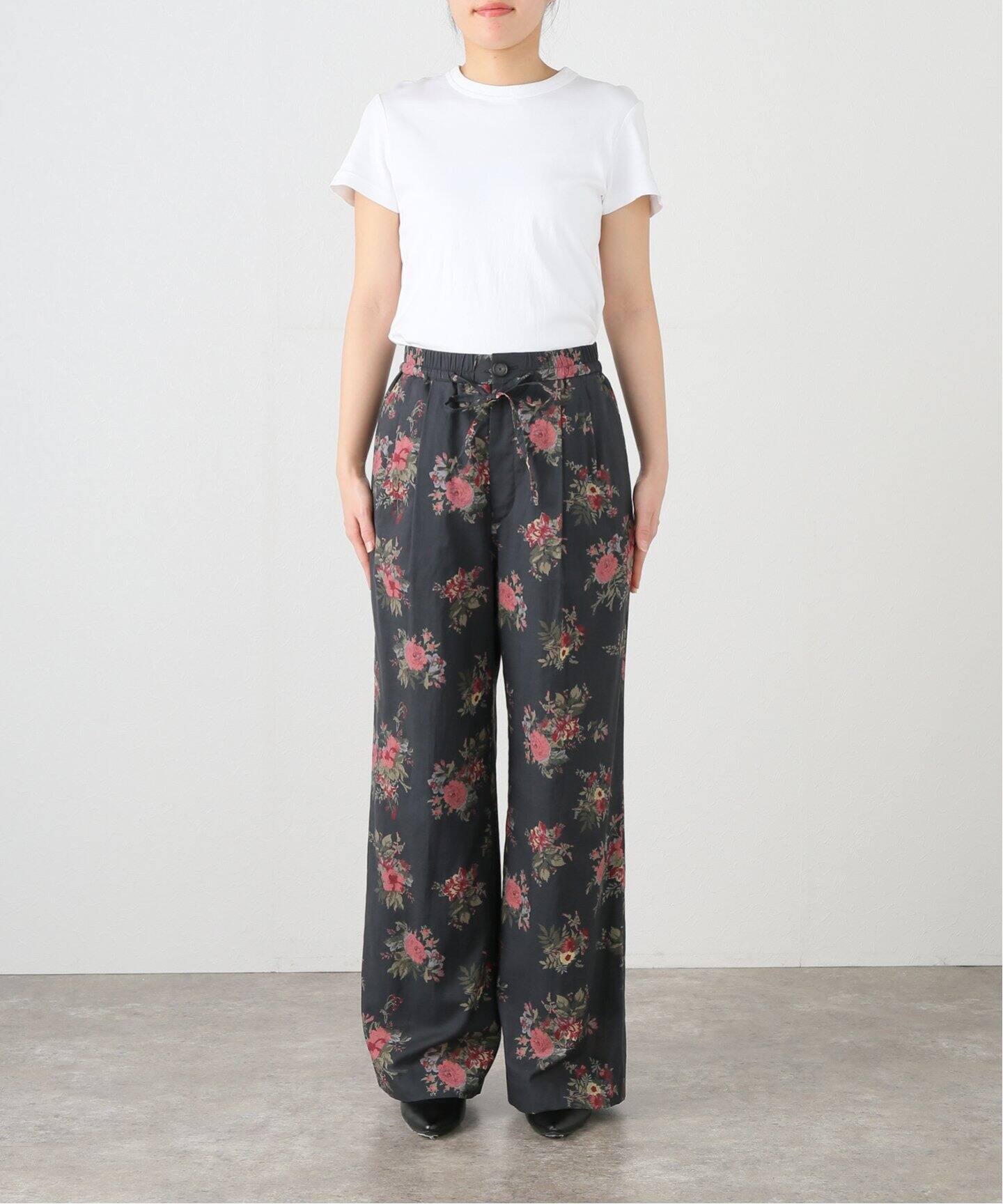 JANE SMITH/ジェーンスミス】FLOWER PRINT COTTON RAYON WAI：パンツ 